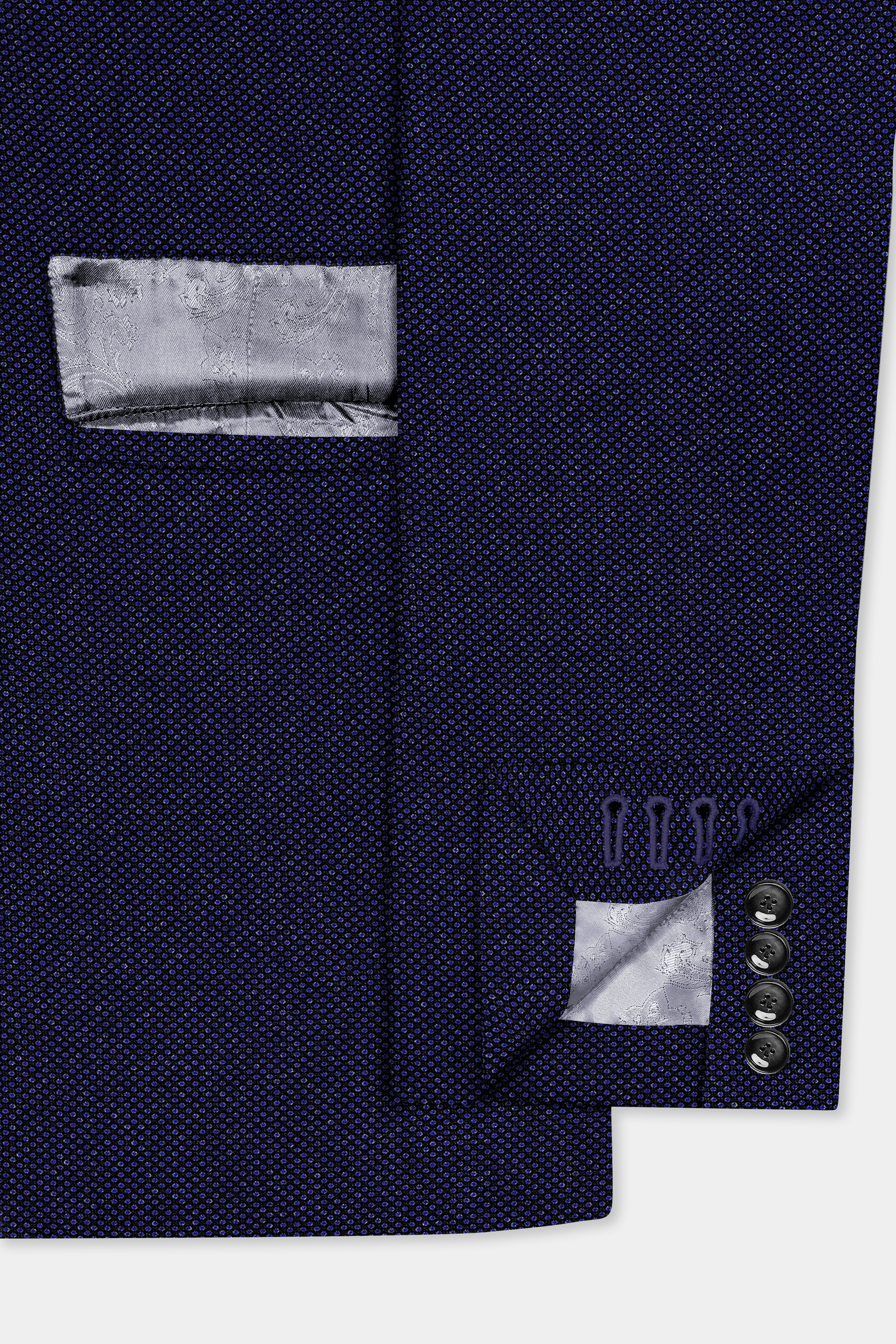 Midnight Blue Textured Wool Rich Double Breasted Suit