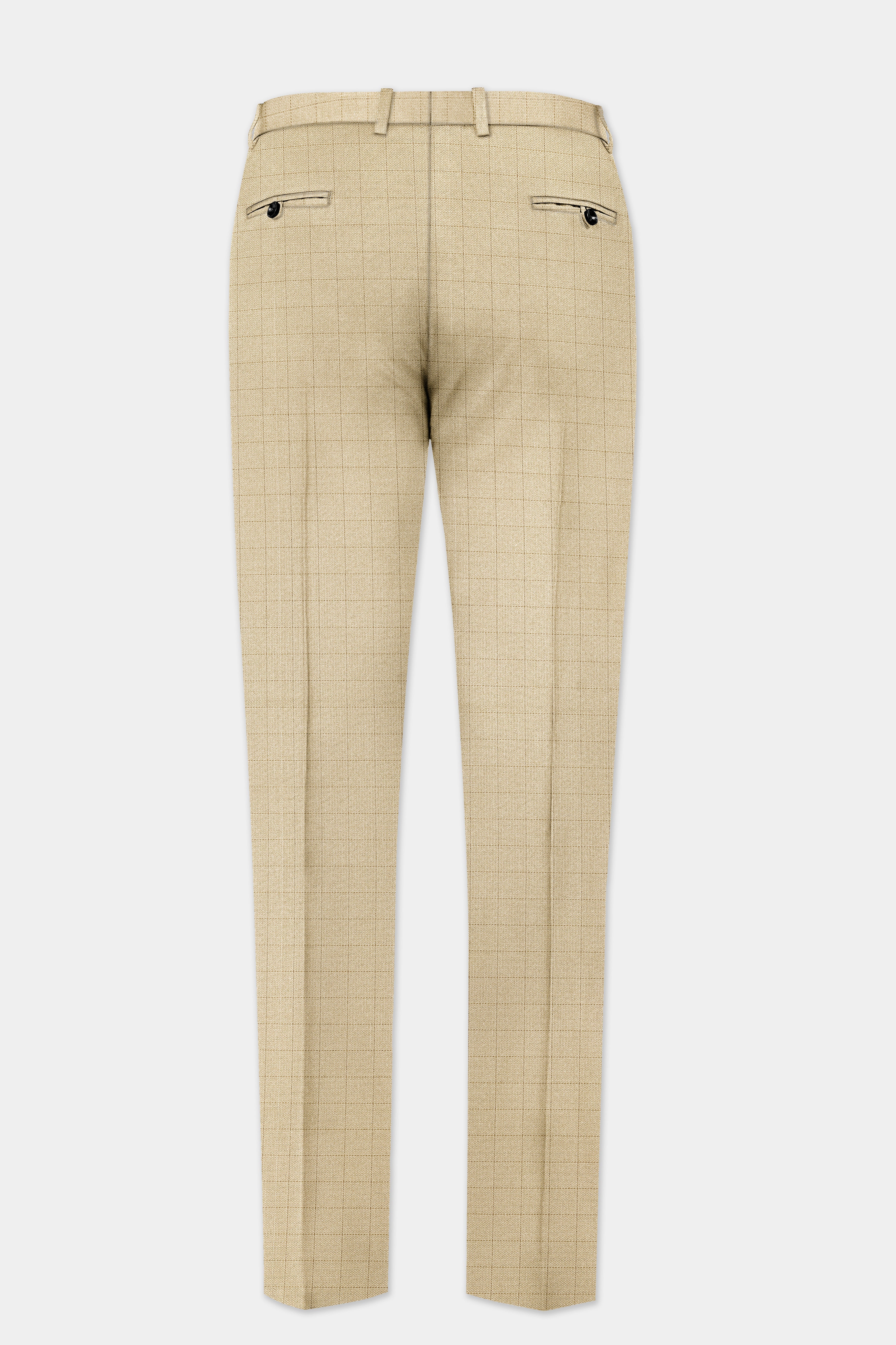 Sapling Cream Plaid Wool Rich Single Breasted Suit