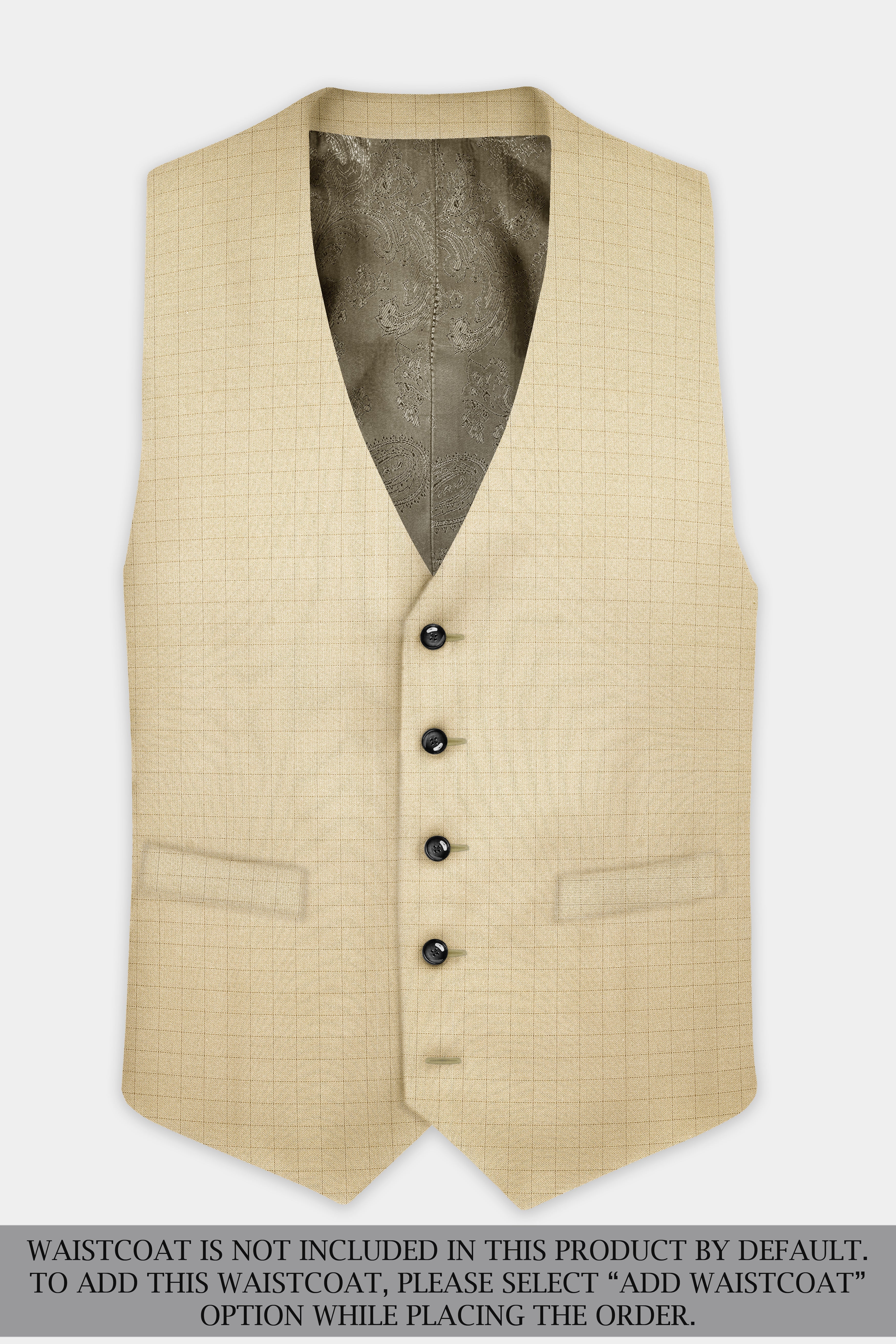 Sapling Cream Plaid Wool Rich Single Breasted Suit