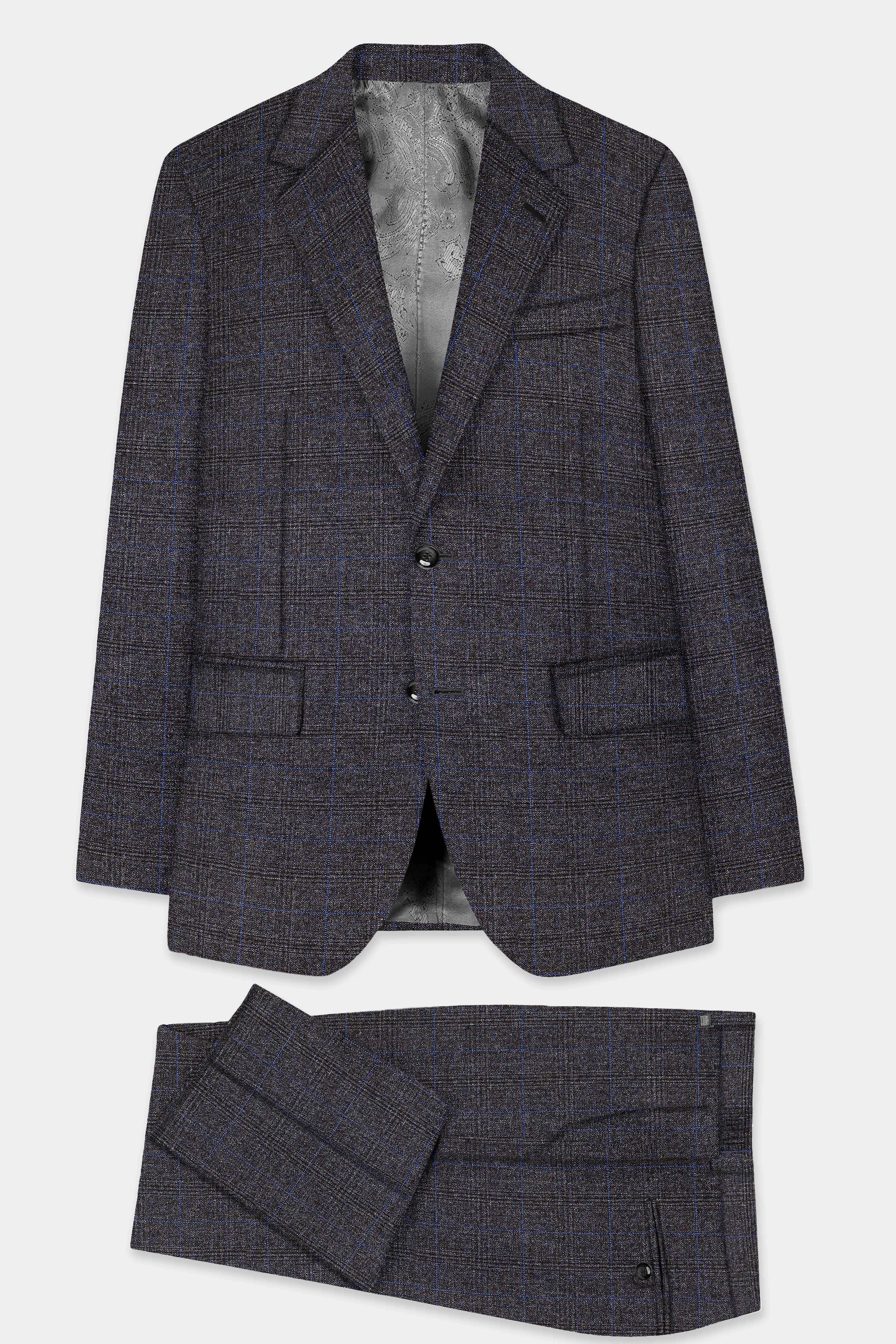 Thunder Gray Plaid Wool Rich Single Breasted Suit