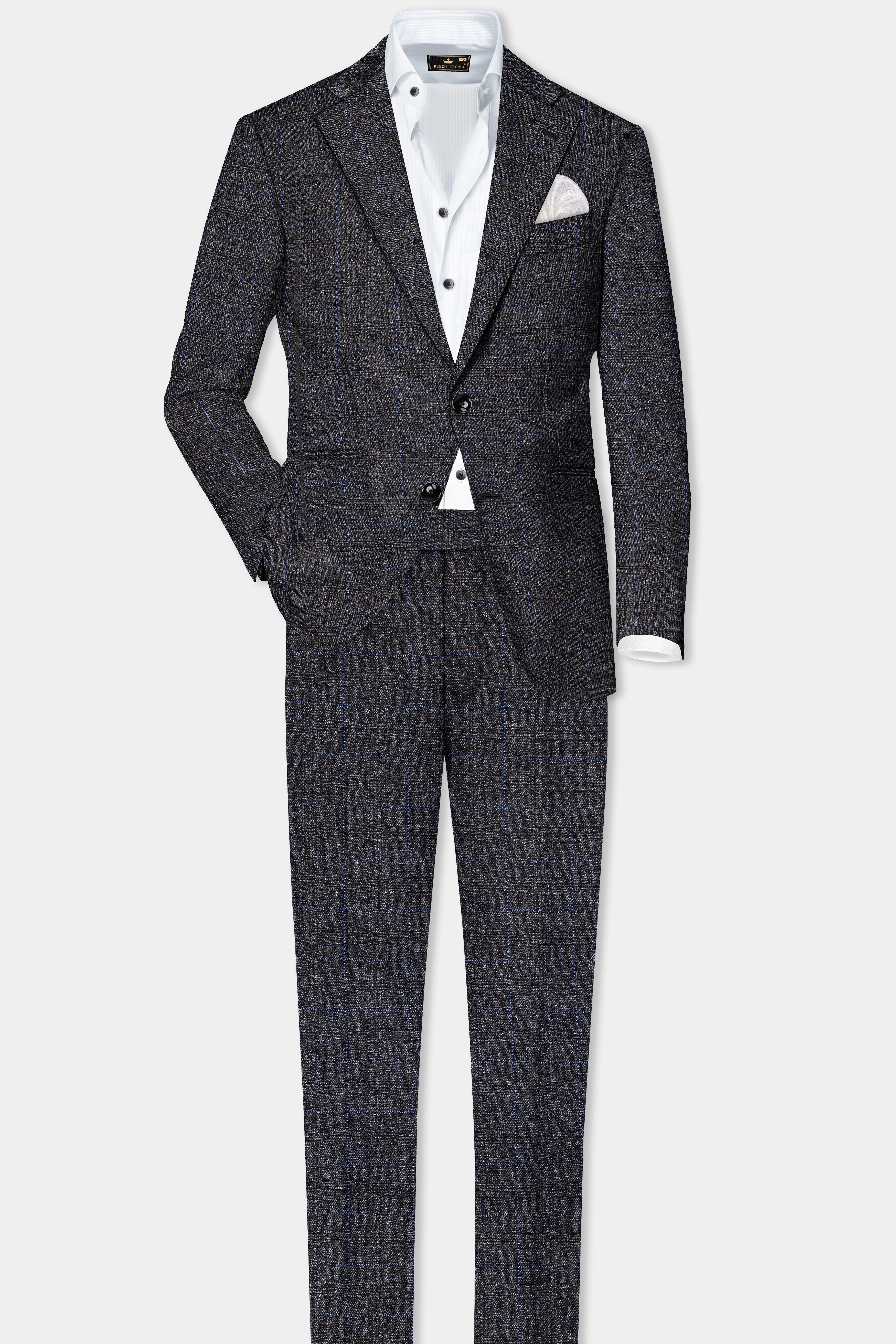 Thunder Gray Plaid Wool Rich Single Breasted Suit