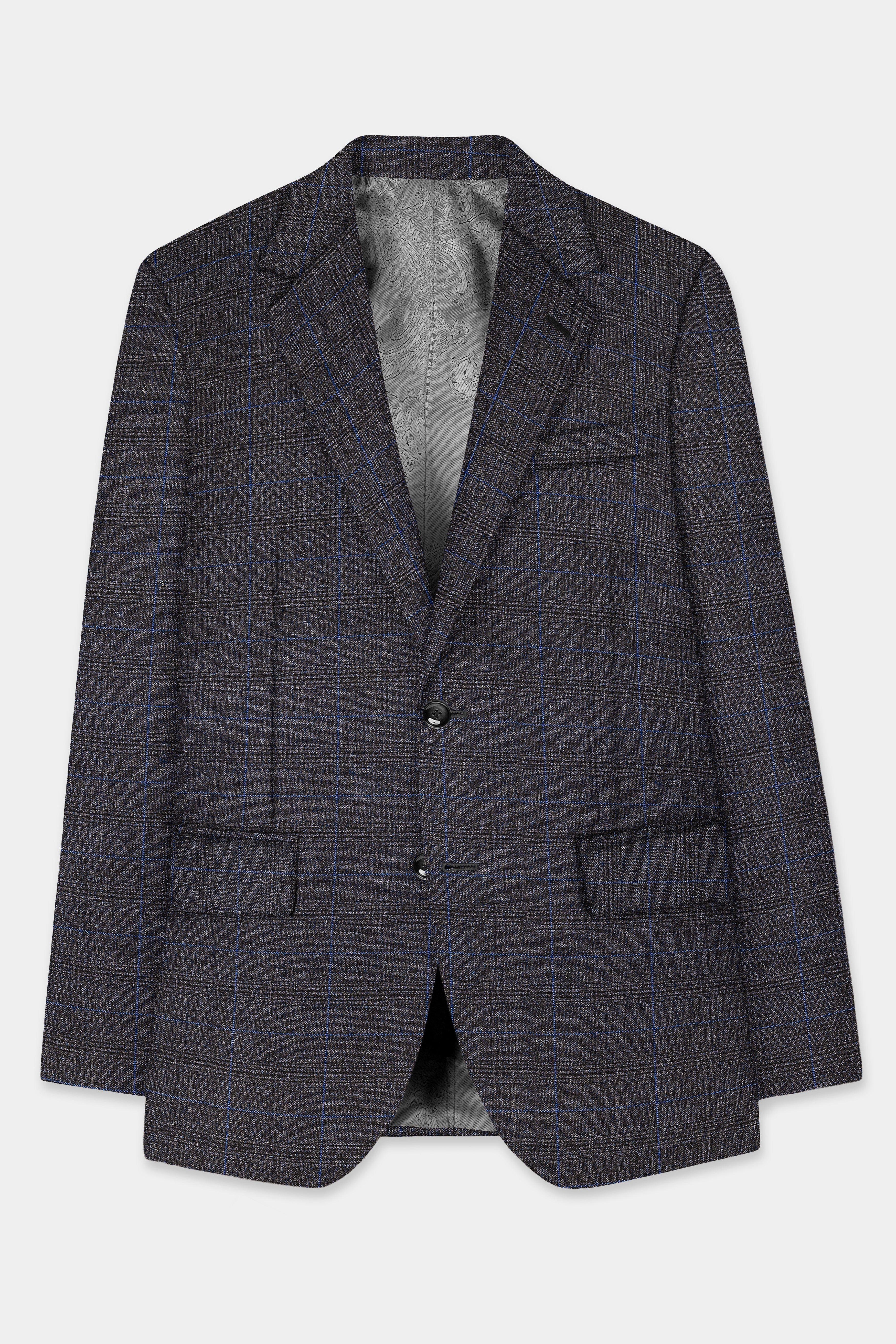 Thunder Gray Plaid Wool Rich Single Breasted Suit