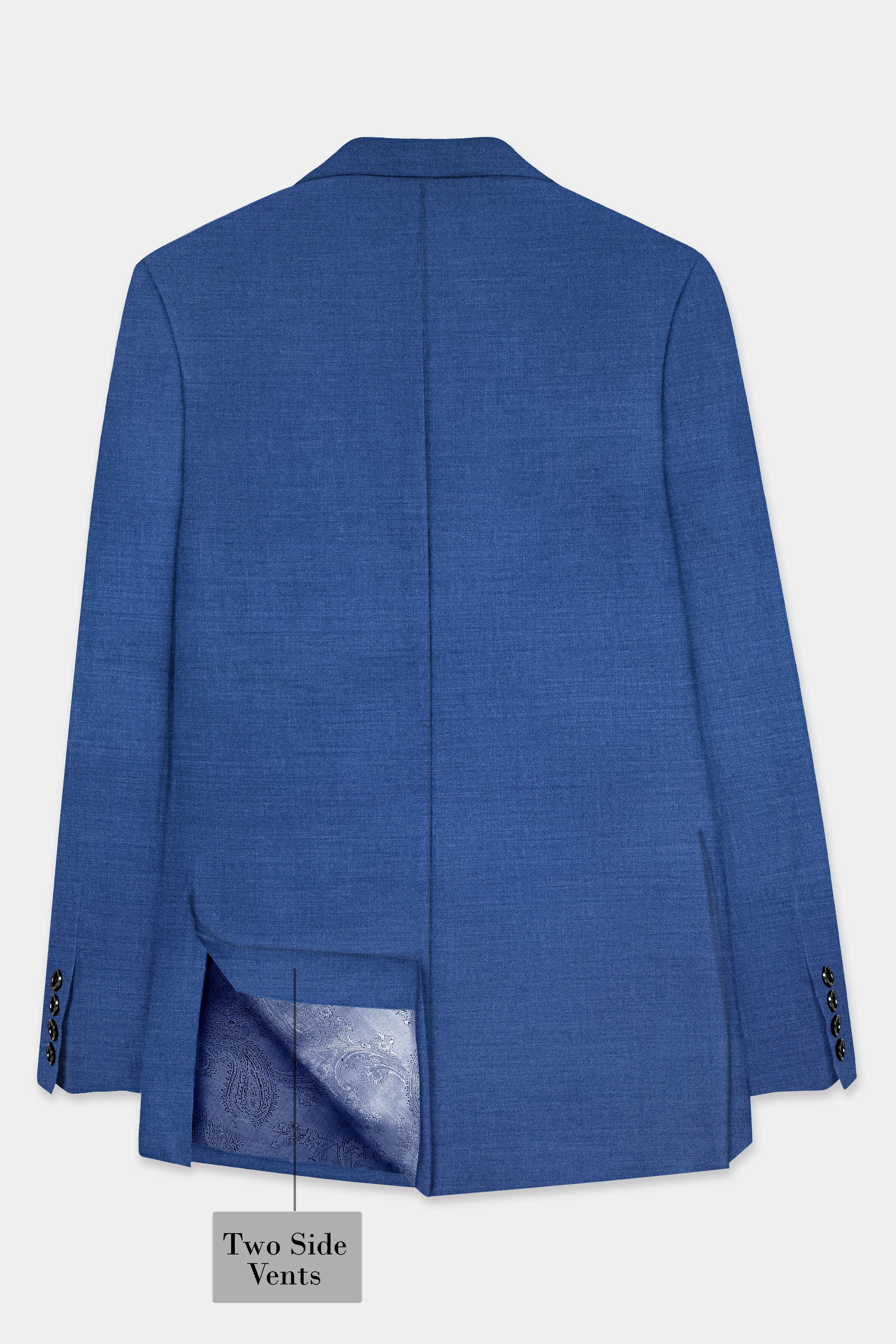 Cobalt Blue Solid Wool Rich Double Breasted Suit