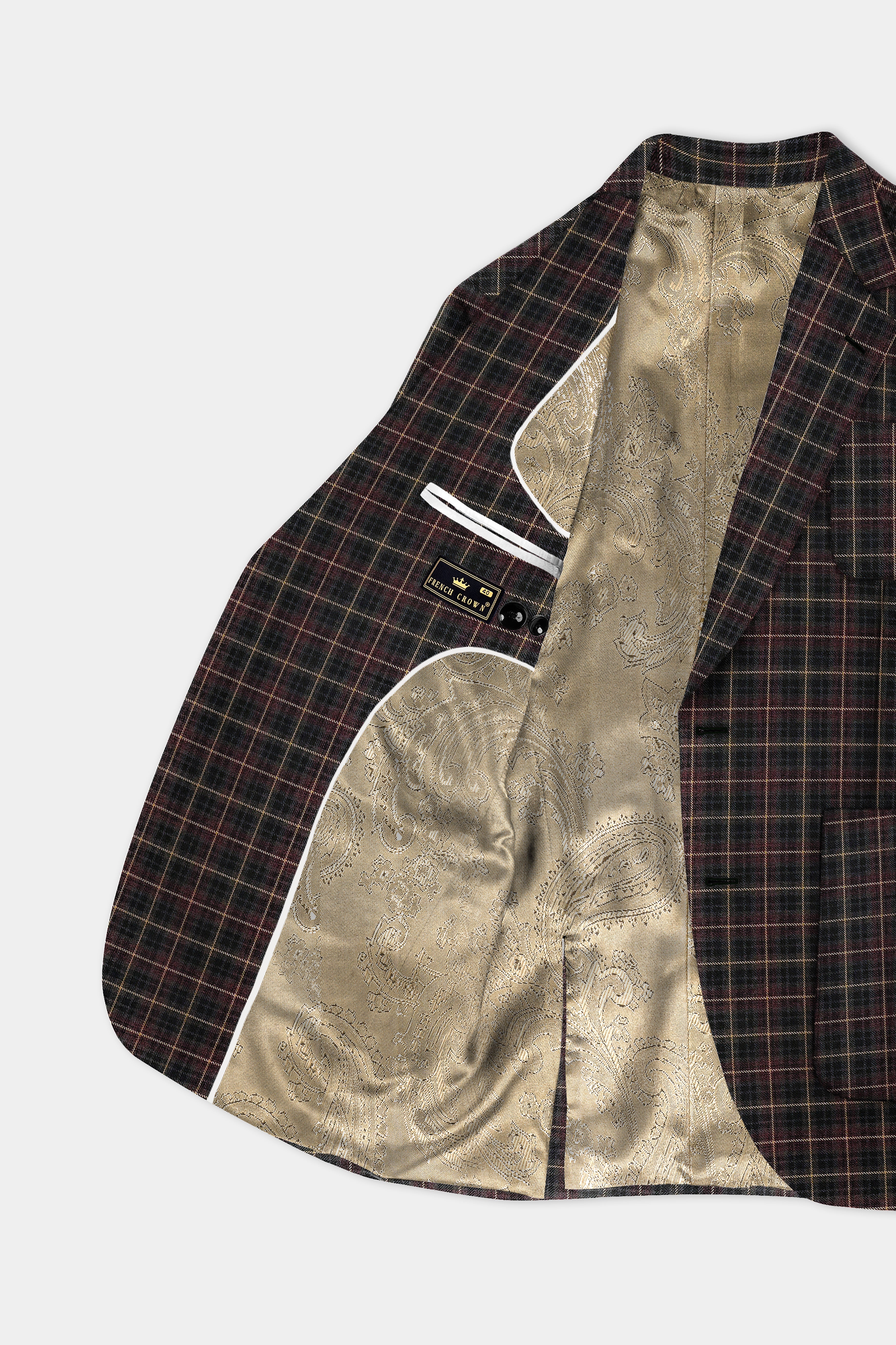 Asphalt Brown Plaid Tweed Wool Rich Single Breasted Sports Suit