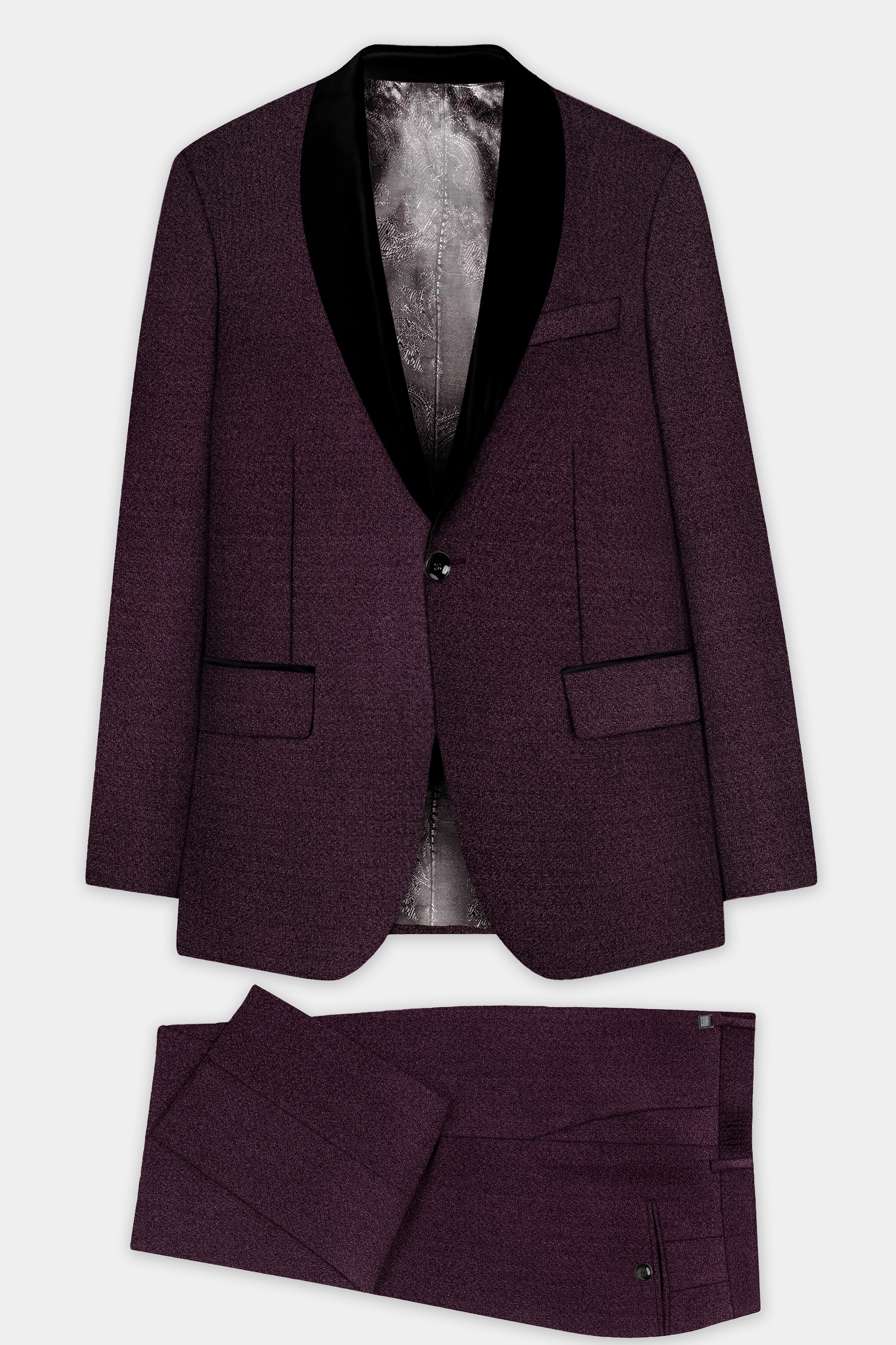 Tamarind Wine Textured Tuxedo Suit