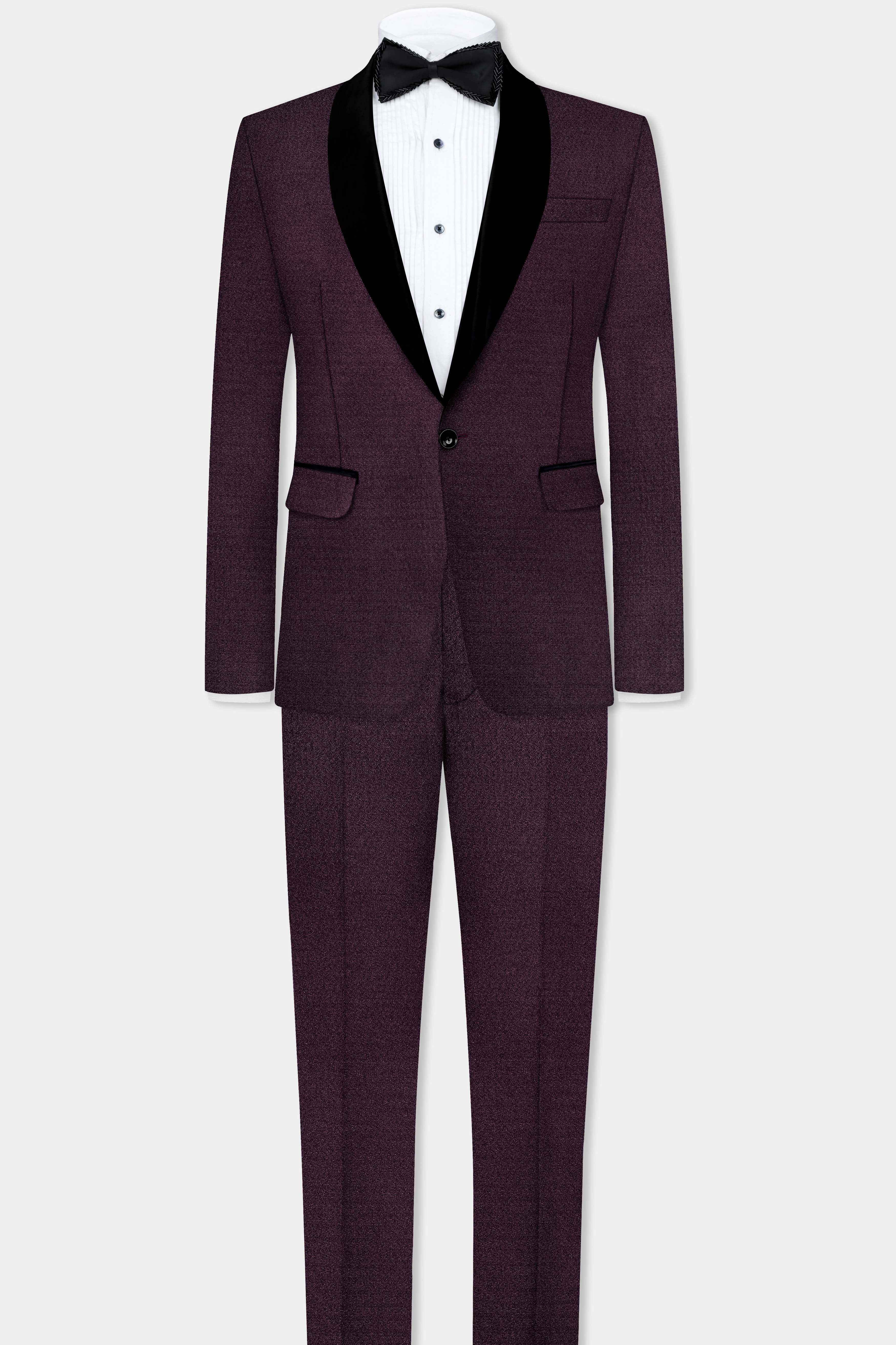 Tamarind Wine Textured Tuxedo Suit