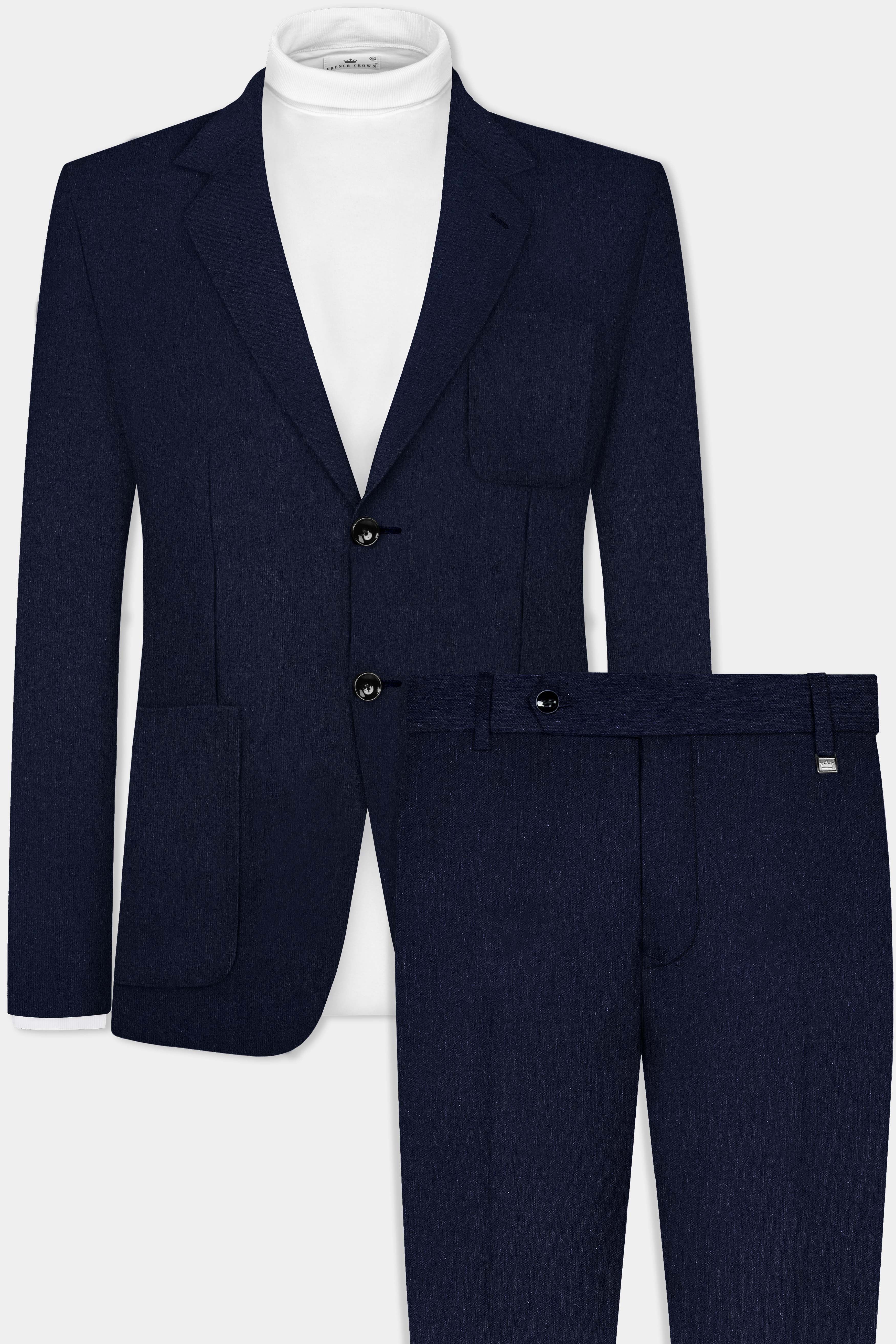 Tealish Blue Solid Cotton Single Breasted Sports Suit