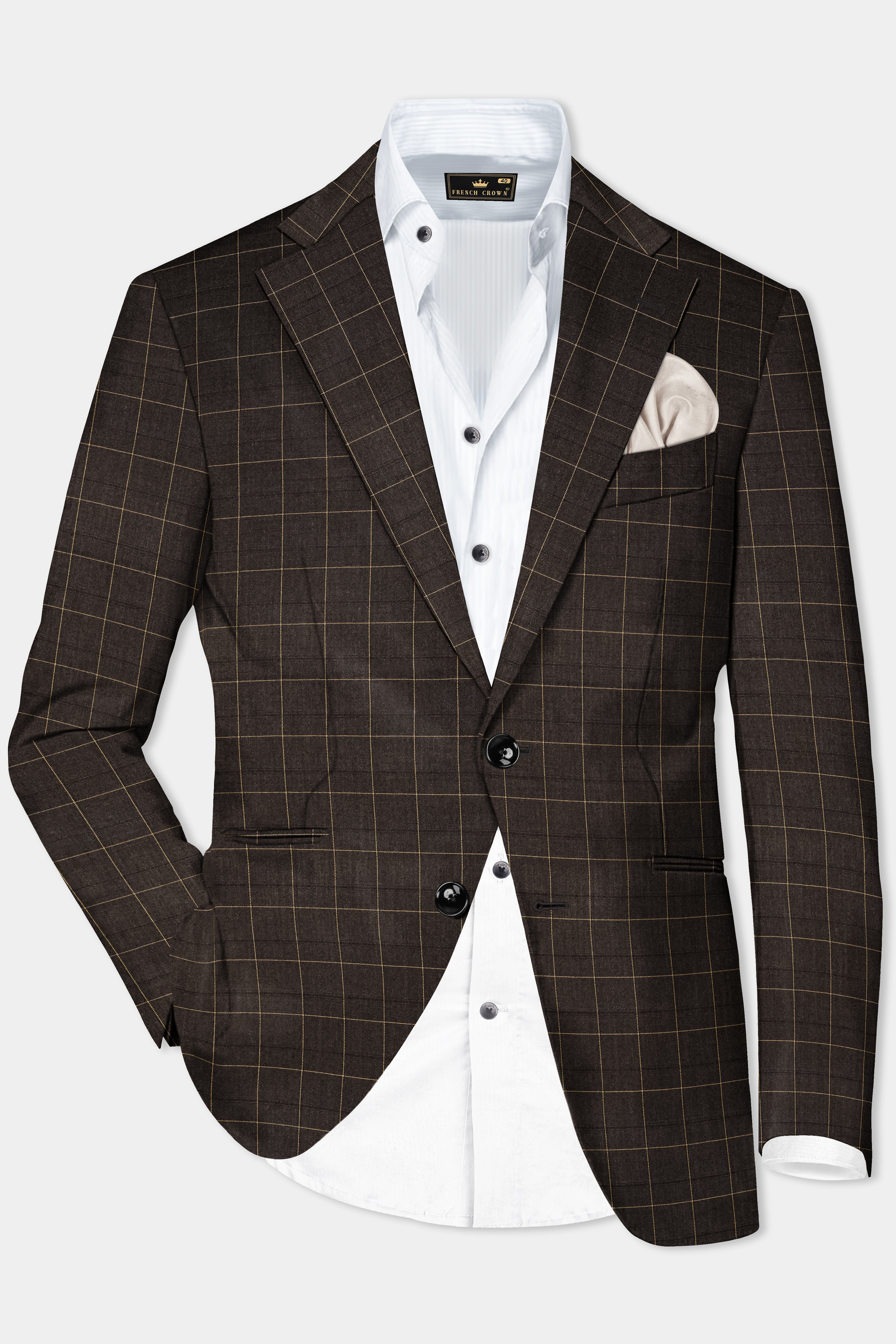 Eclipse Brown Plaid Wool Rich Single Breasted Suit