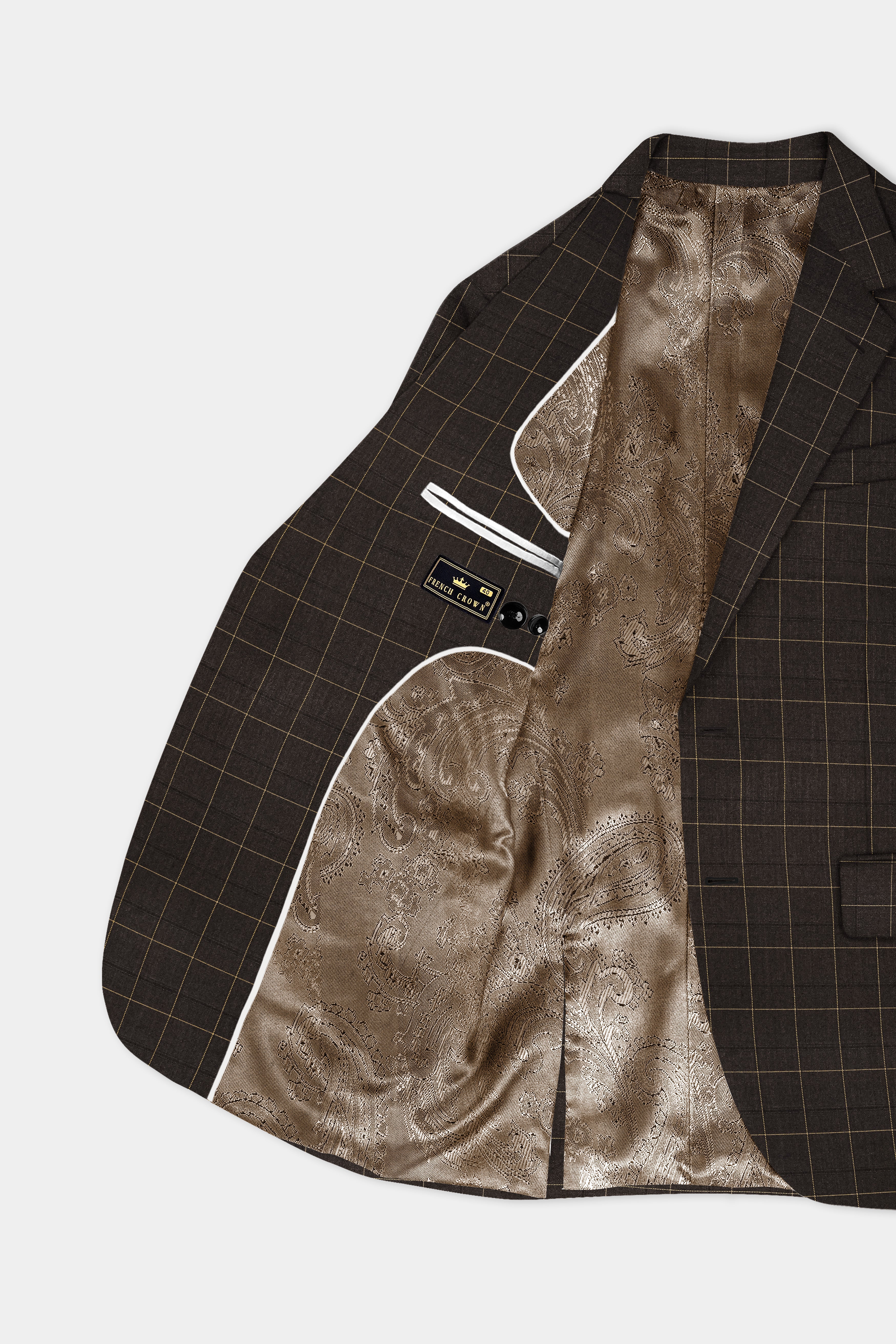 Eclipse Brown Plaid Wool Rich Single Breasted Suit