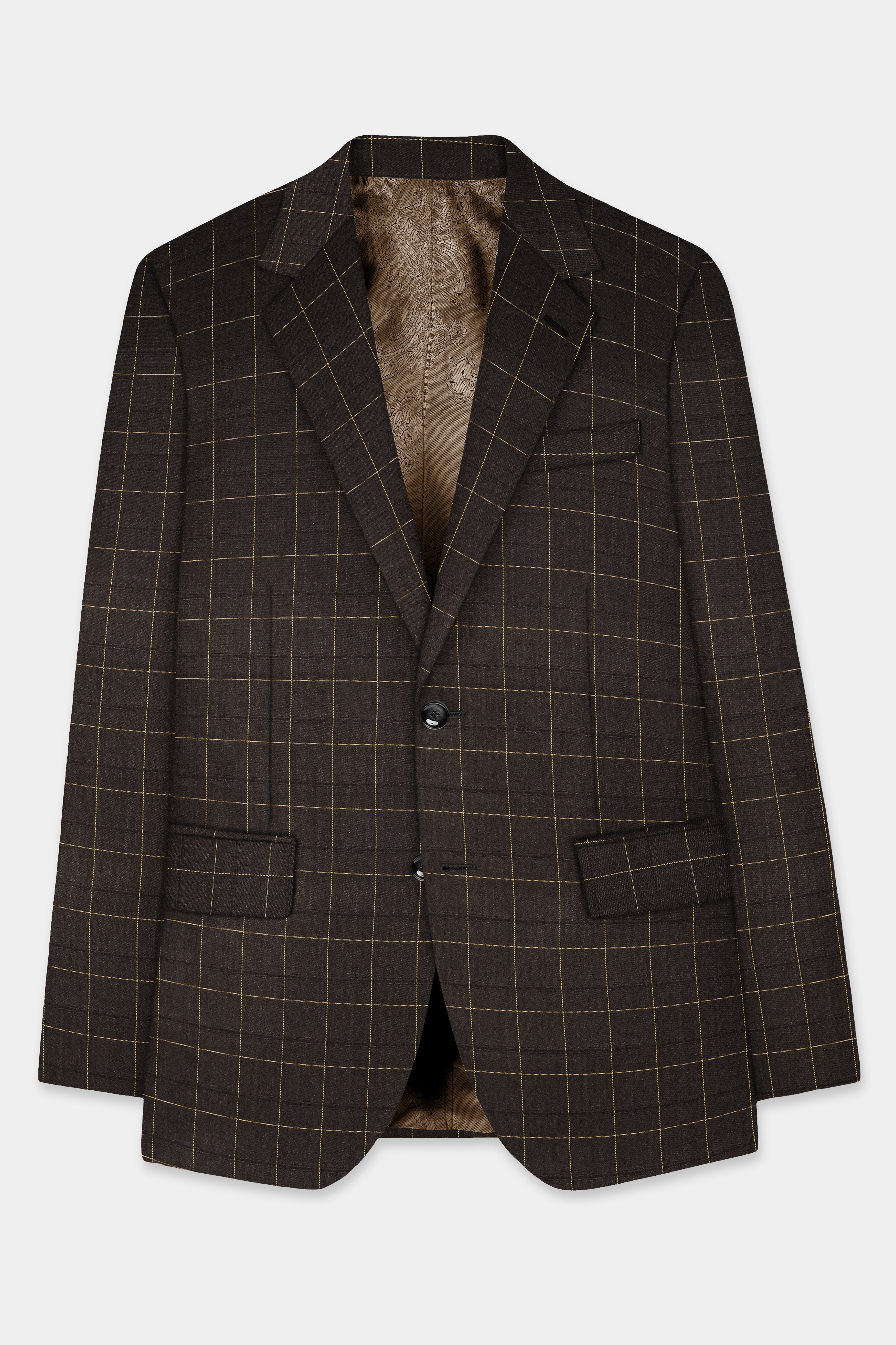 Eclipse Brown Plaid Wool Rich Single Breasted Suit