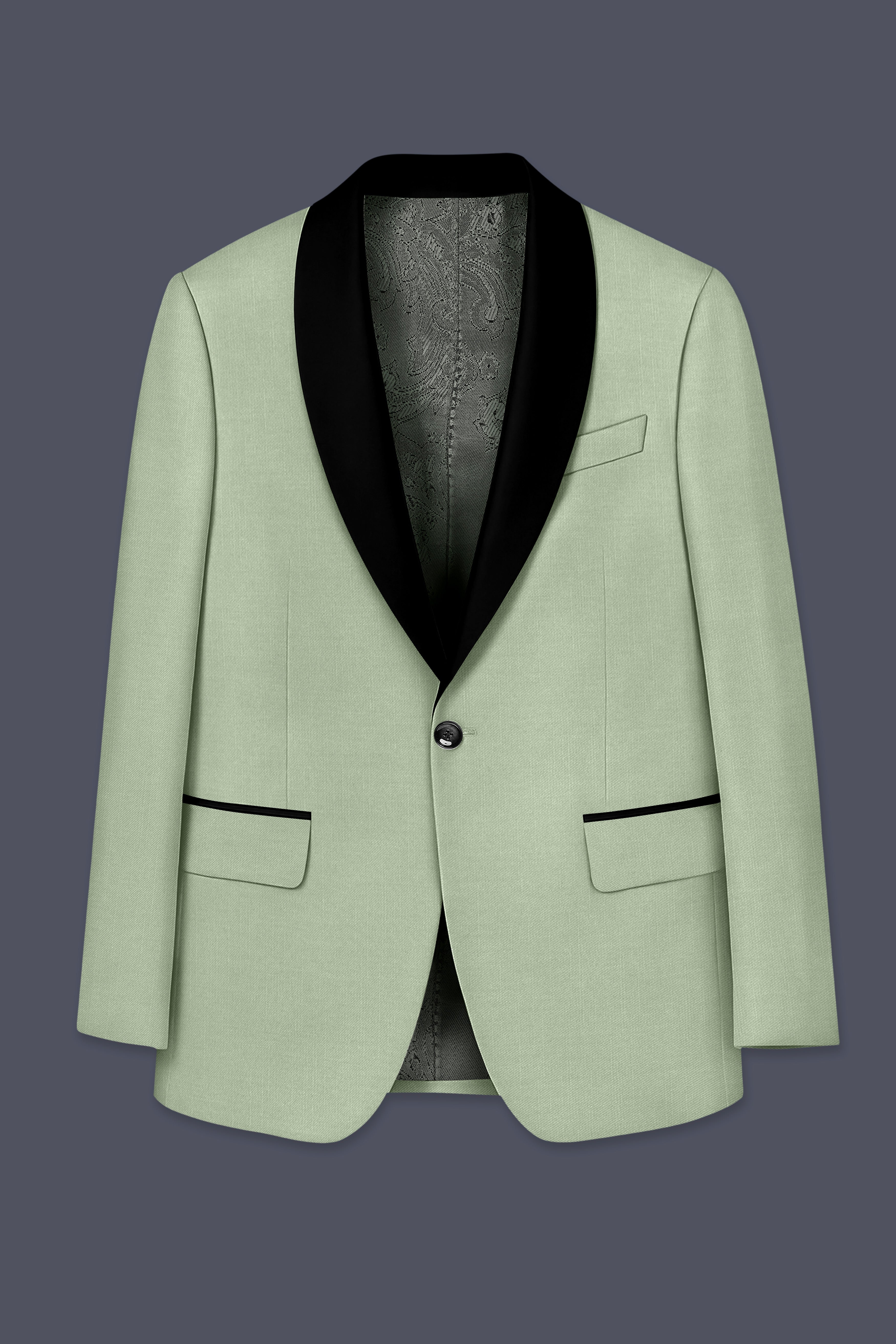 Spanish Green Solid Wool Rich Tuxedo Slight Stretch Suit