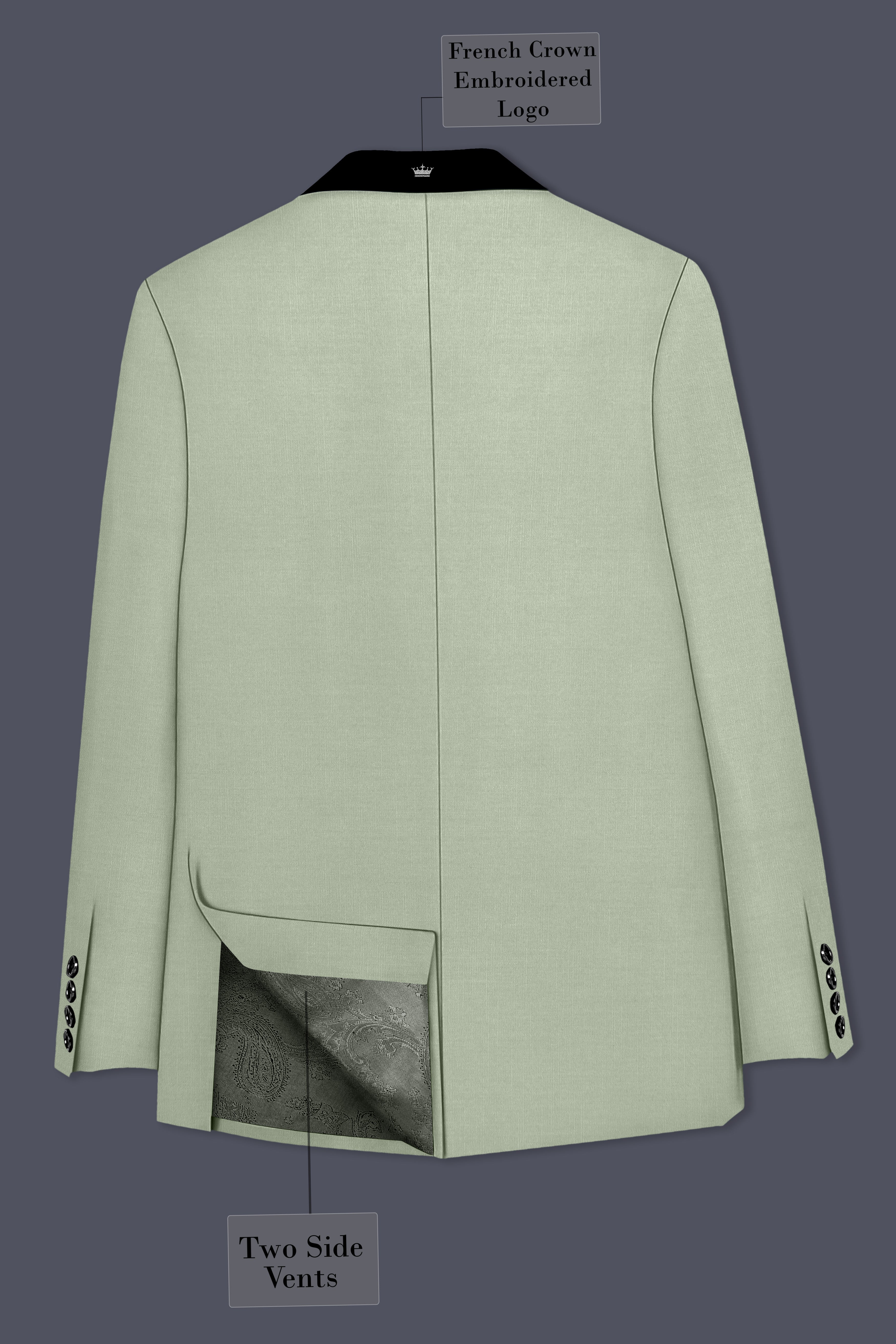 Spanish Green Solid Wool Rich Tuxedo Slight Stretch Suit