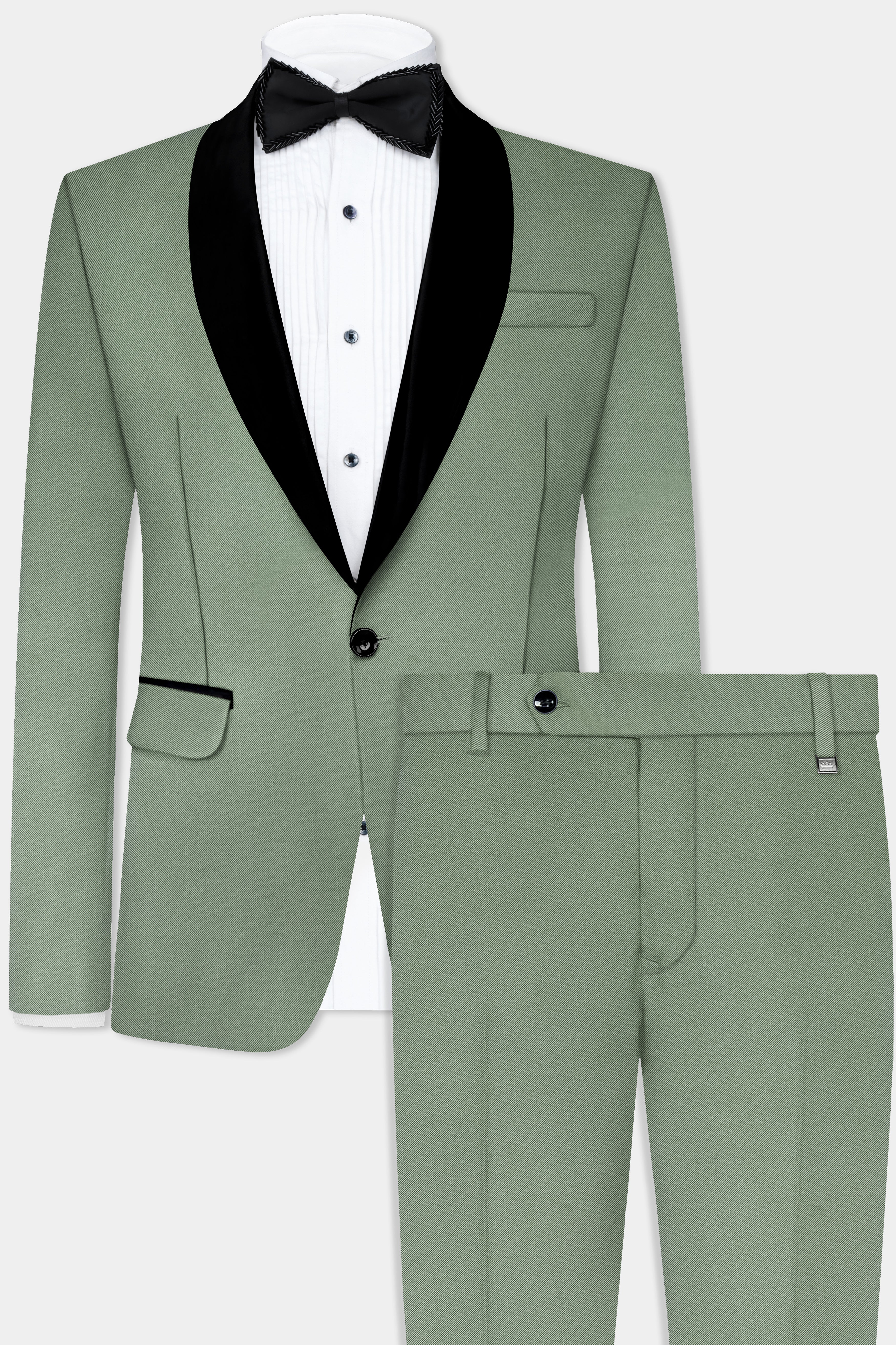 Spanish Green Solid Wool Rich Tuxedo Suit