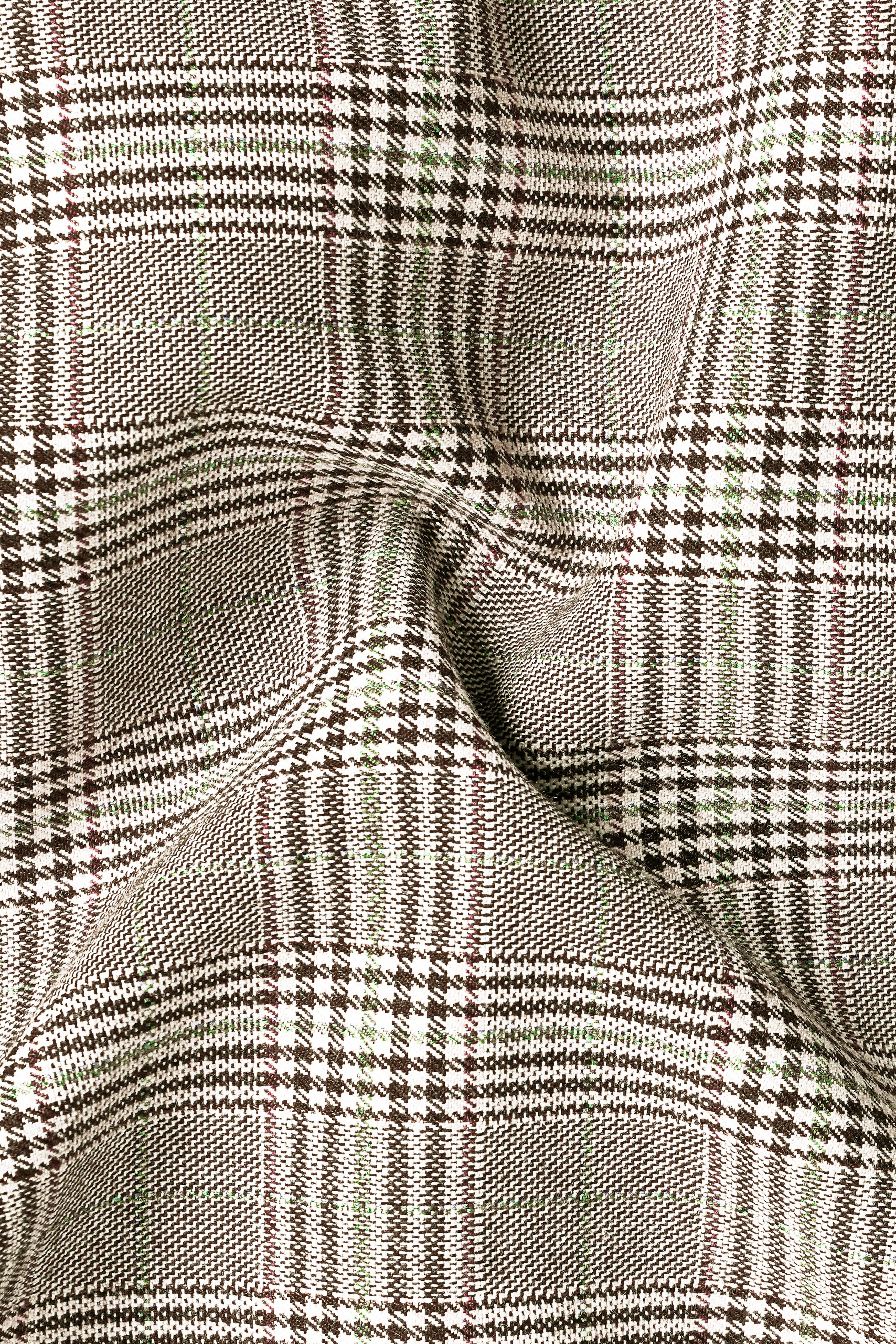 Café Noir Brown Plaid Wool Rich Double Breasted Suit