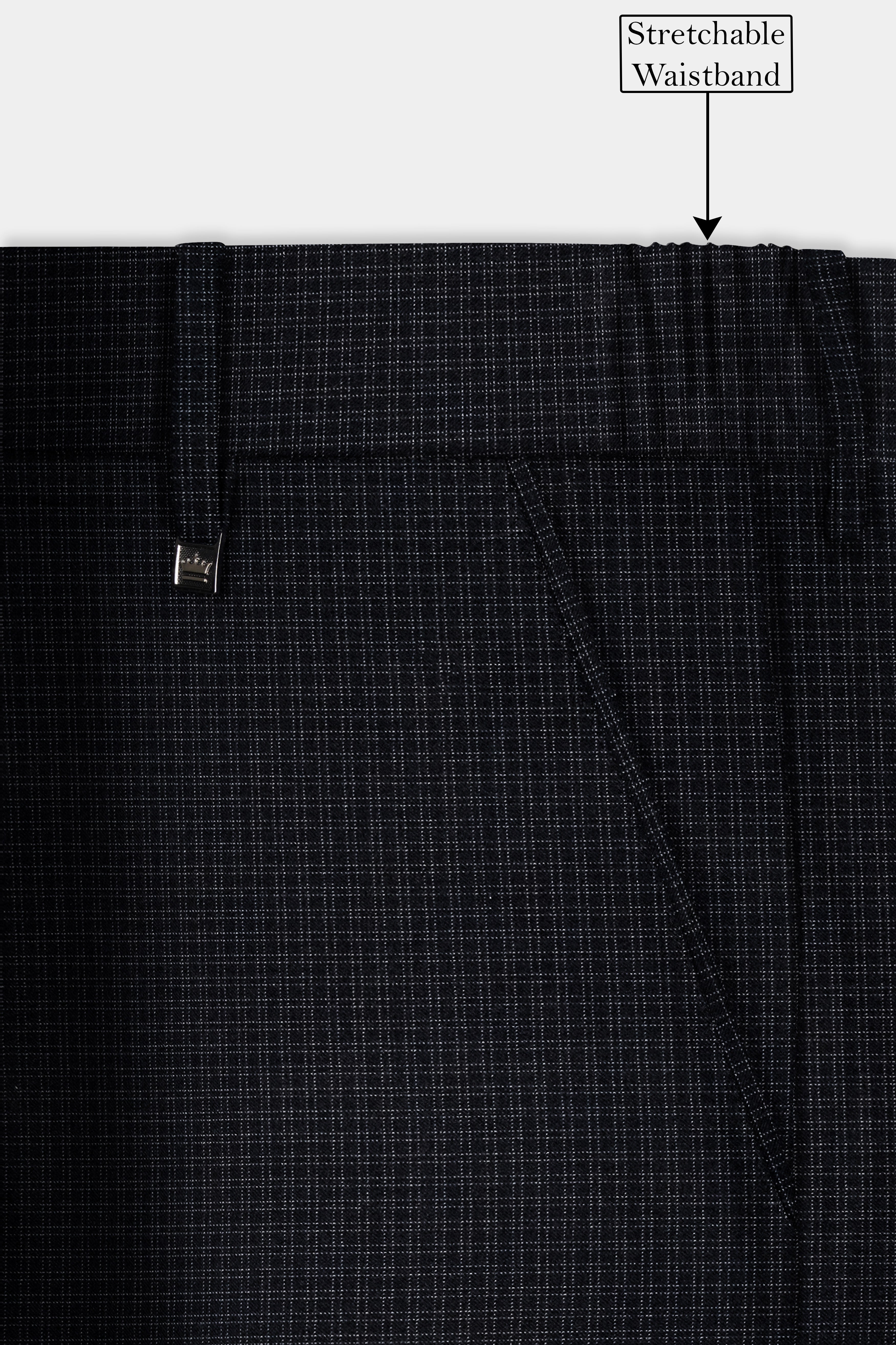 Bunker Black Micro Checked Wool Rich Single Breasted Slim Lapel Suit