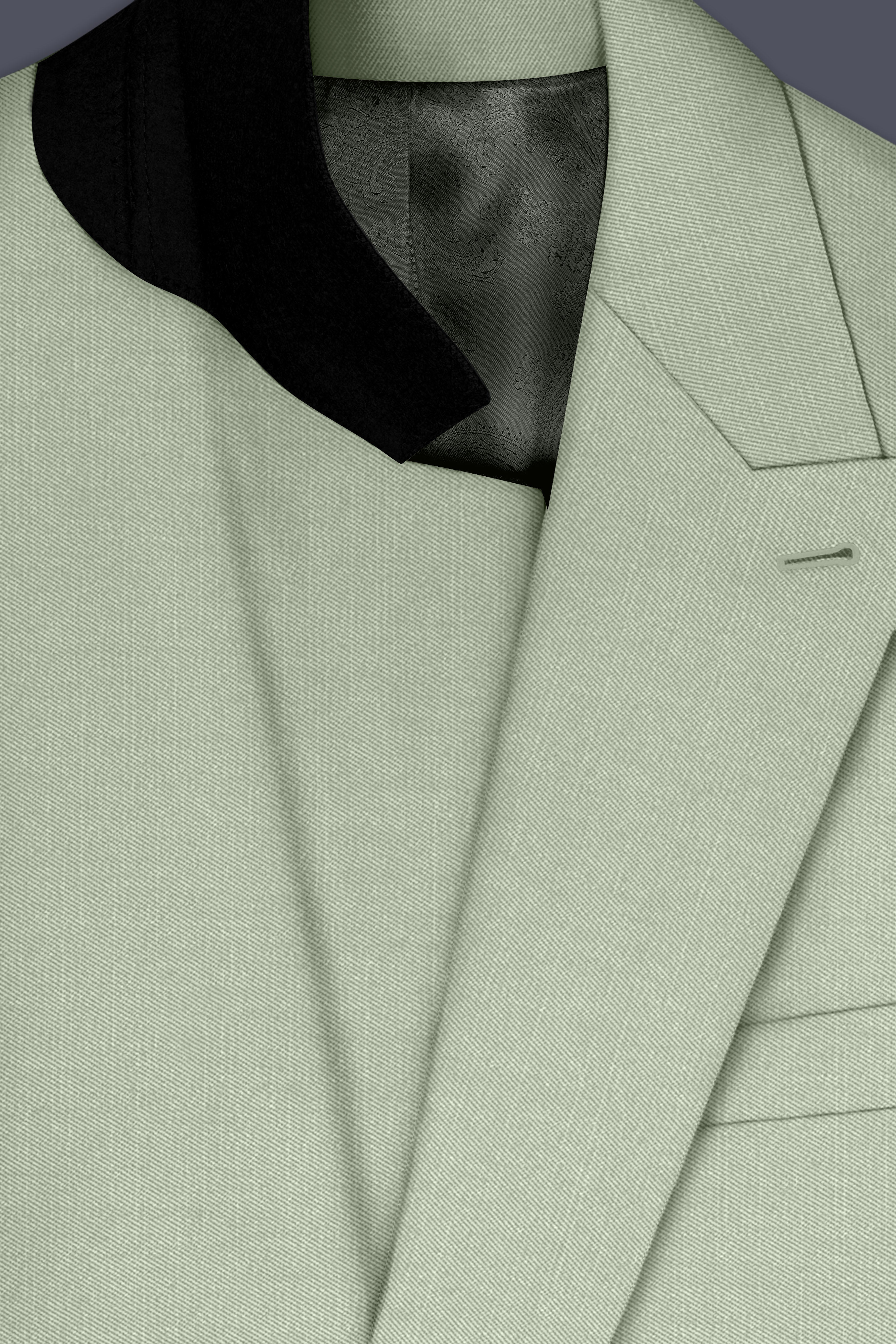 Spanish Green Solid Wool Rich Double Breasted Slight Stretch Suit