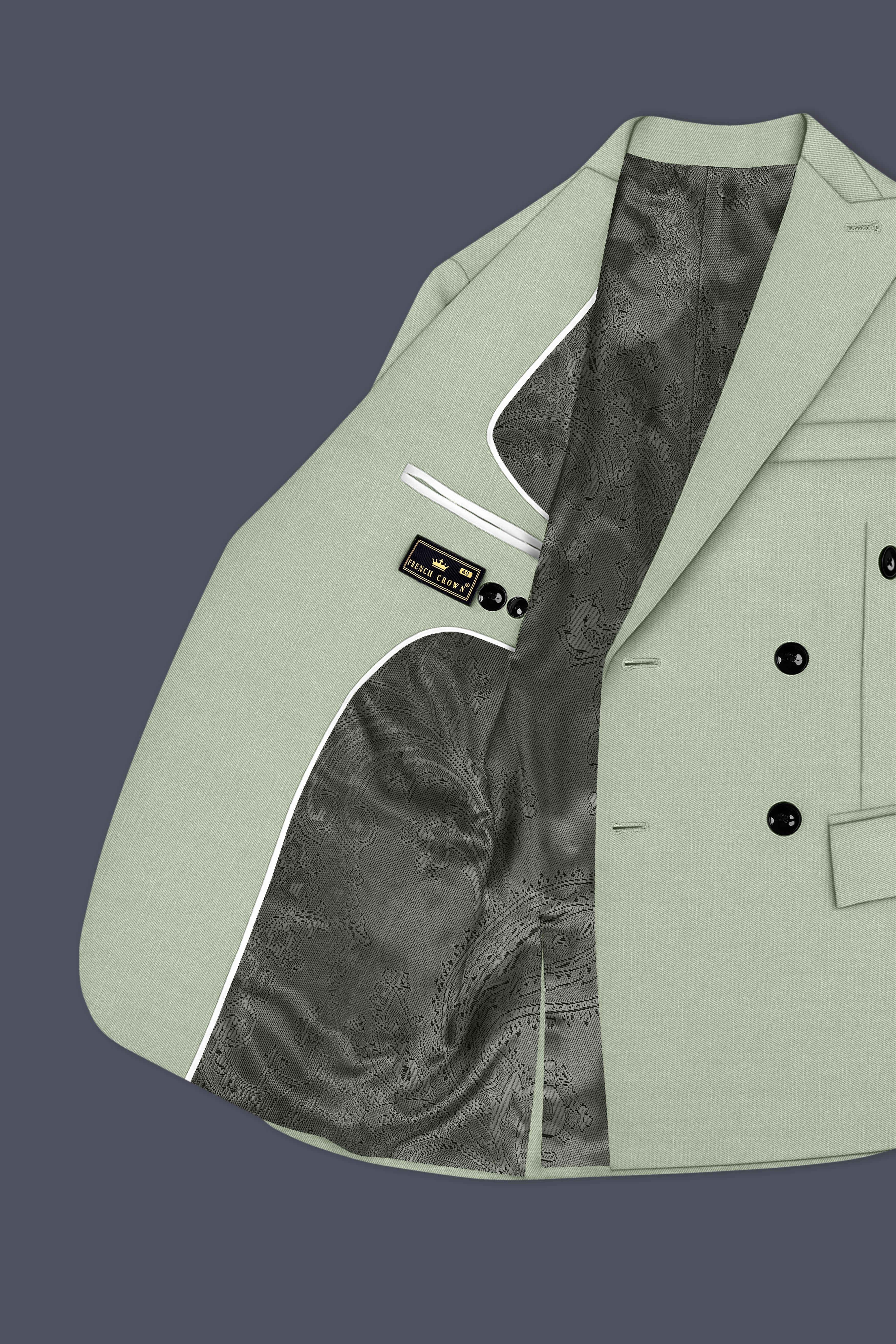 Spanish Green Solid Wool Rich Double Breasted Slight Stretch Suit