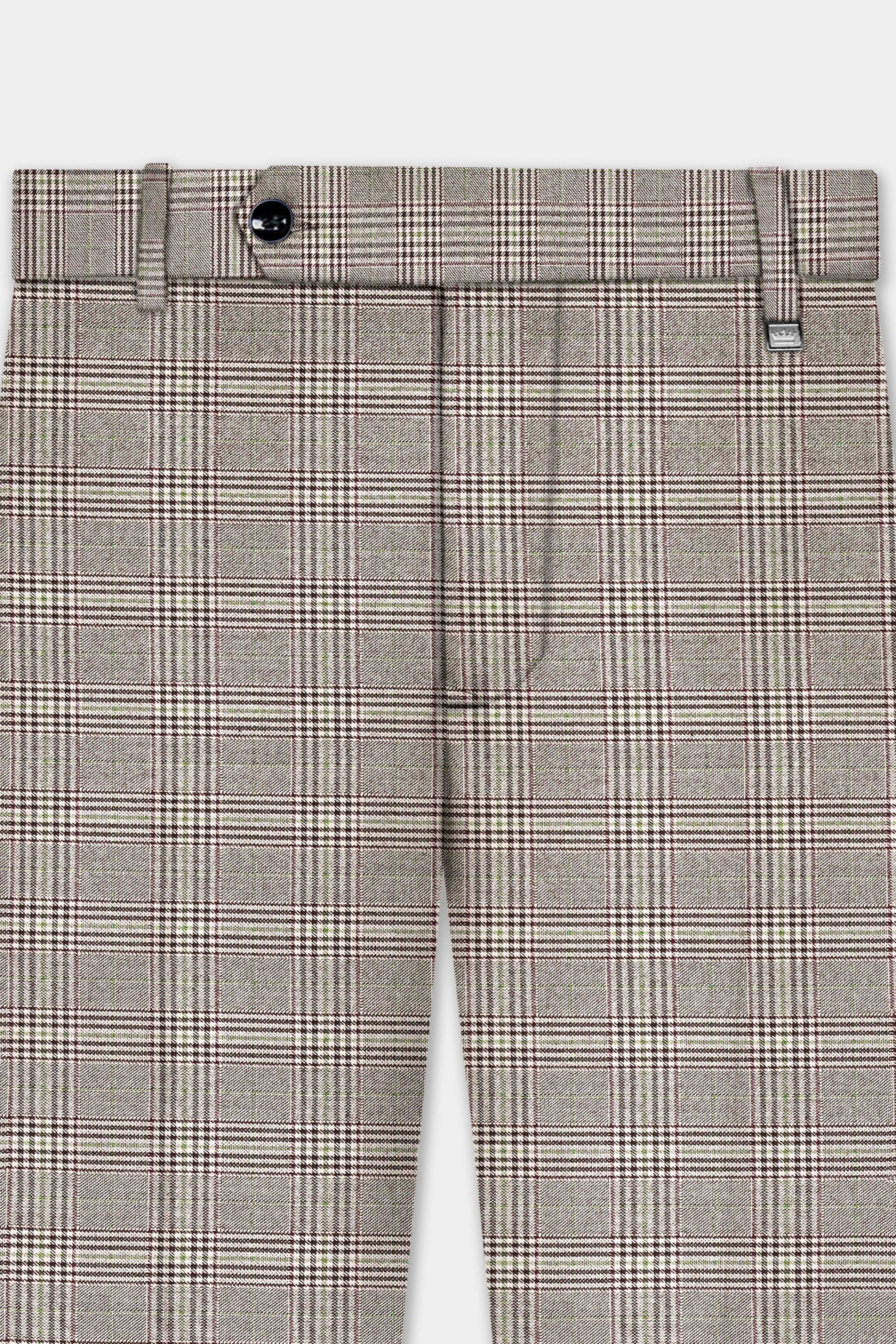 Café Noir Brown Plaid Wool Rich Single Breasted Suit