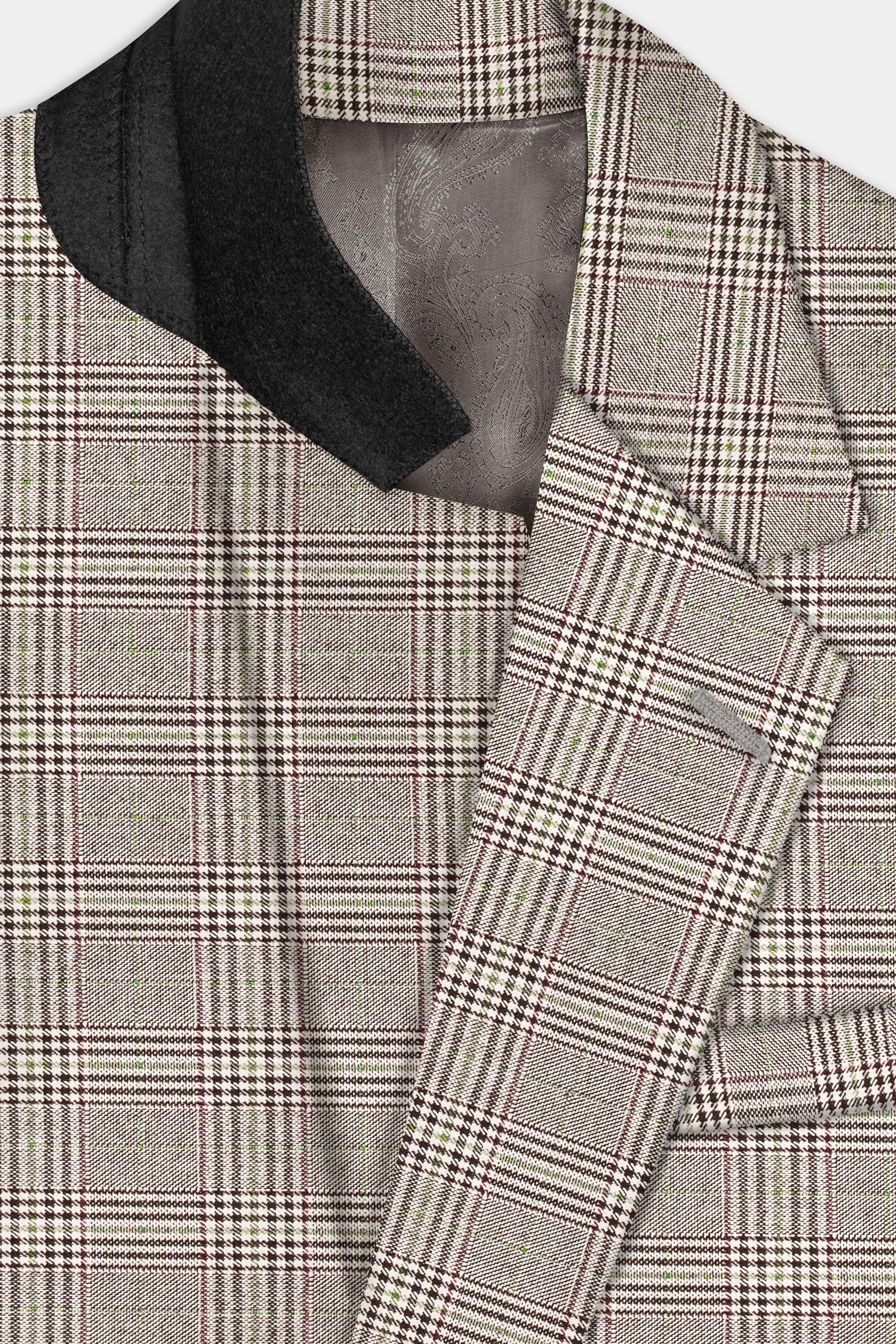 Café Noir Brown Plaid Wool Rich Single Breasted Suit