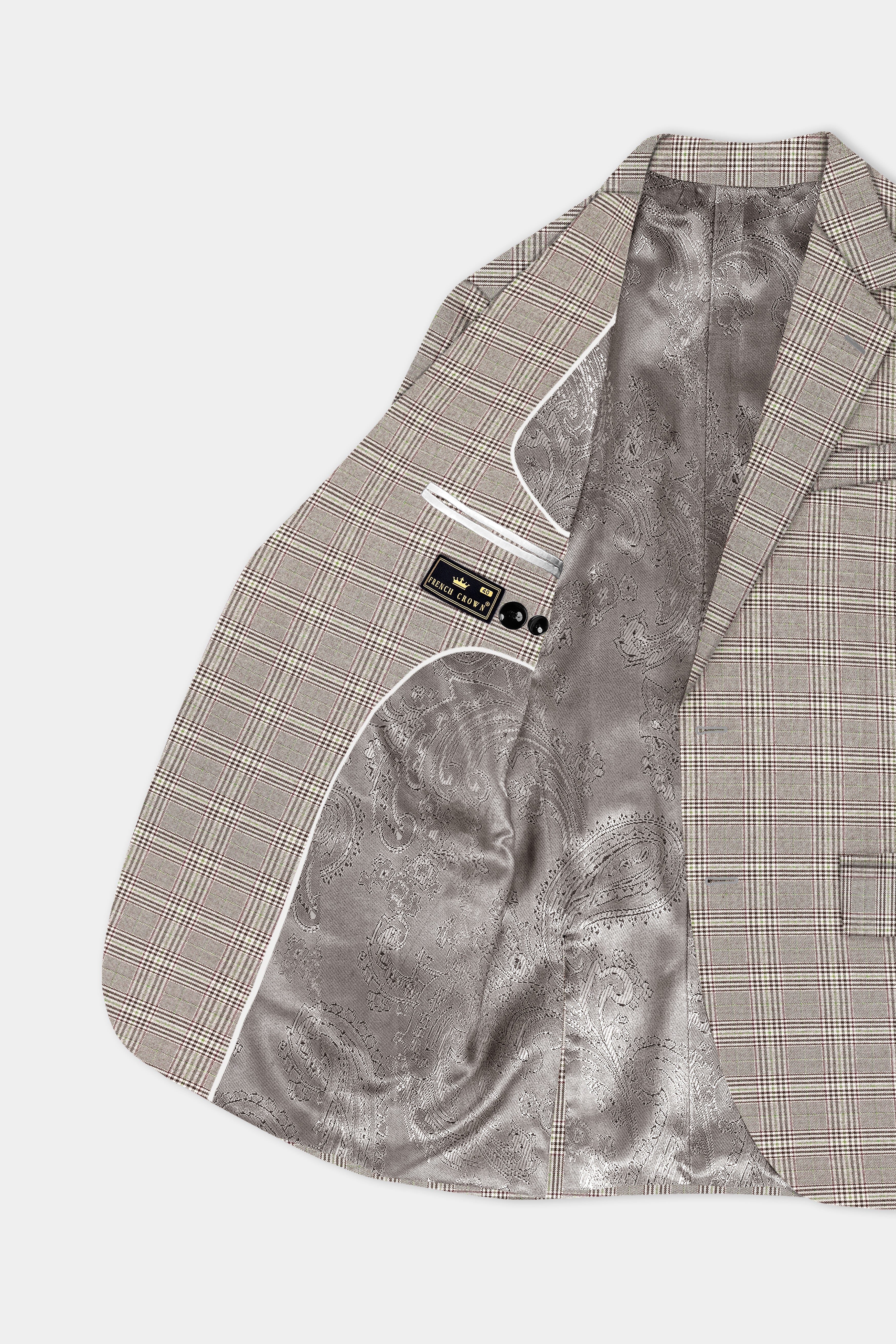 Café Noir Brown Plaid Wool Rich Single Breasted Suit