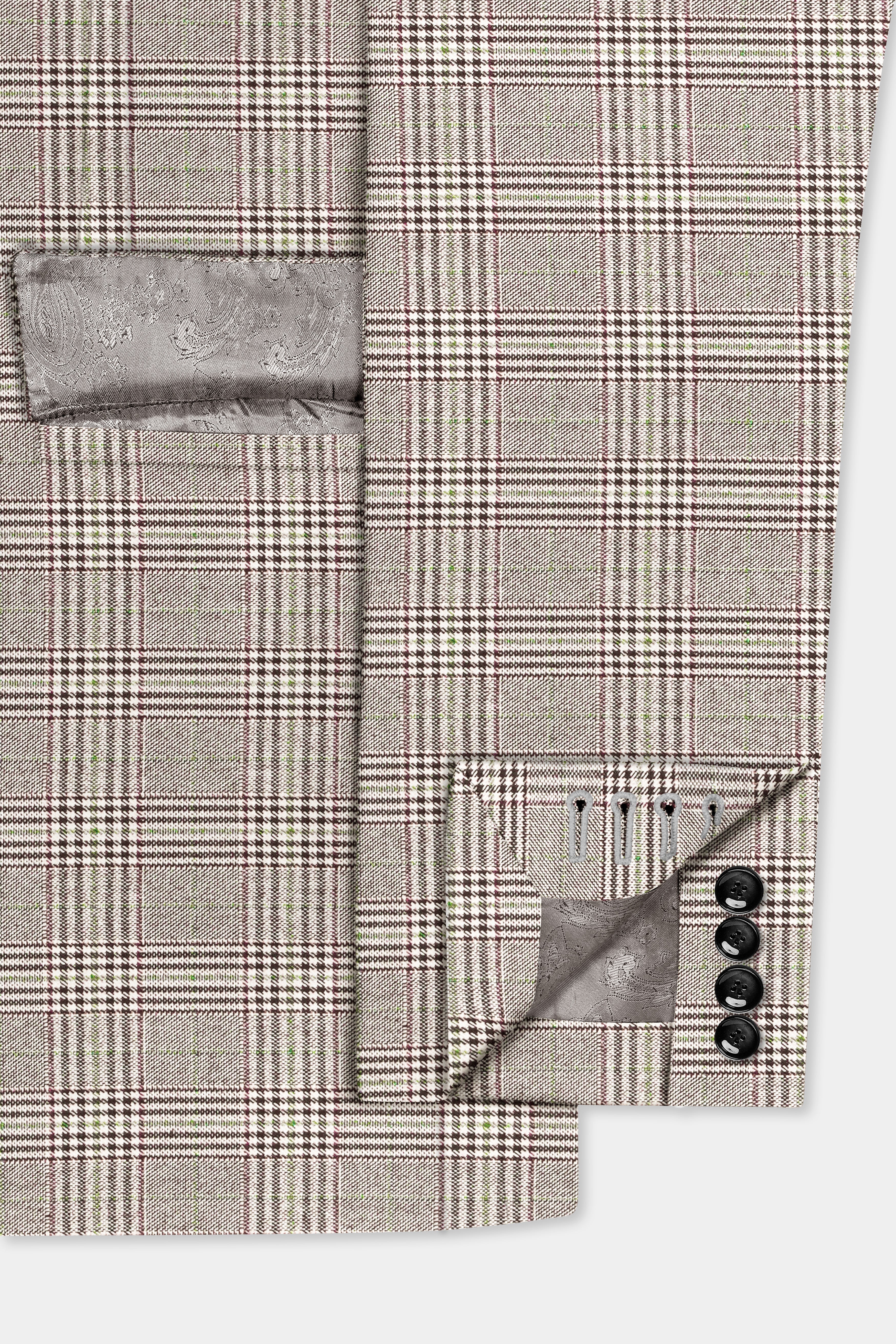 Café Noir Brown Plaid Wool Rich Single Breasted Suit