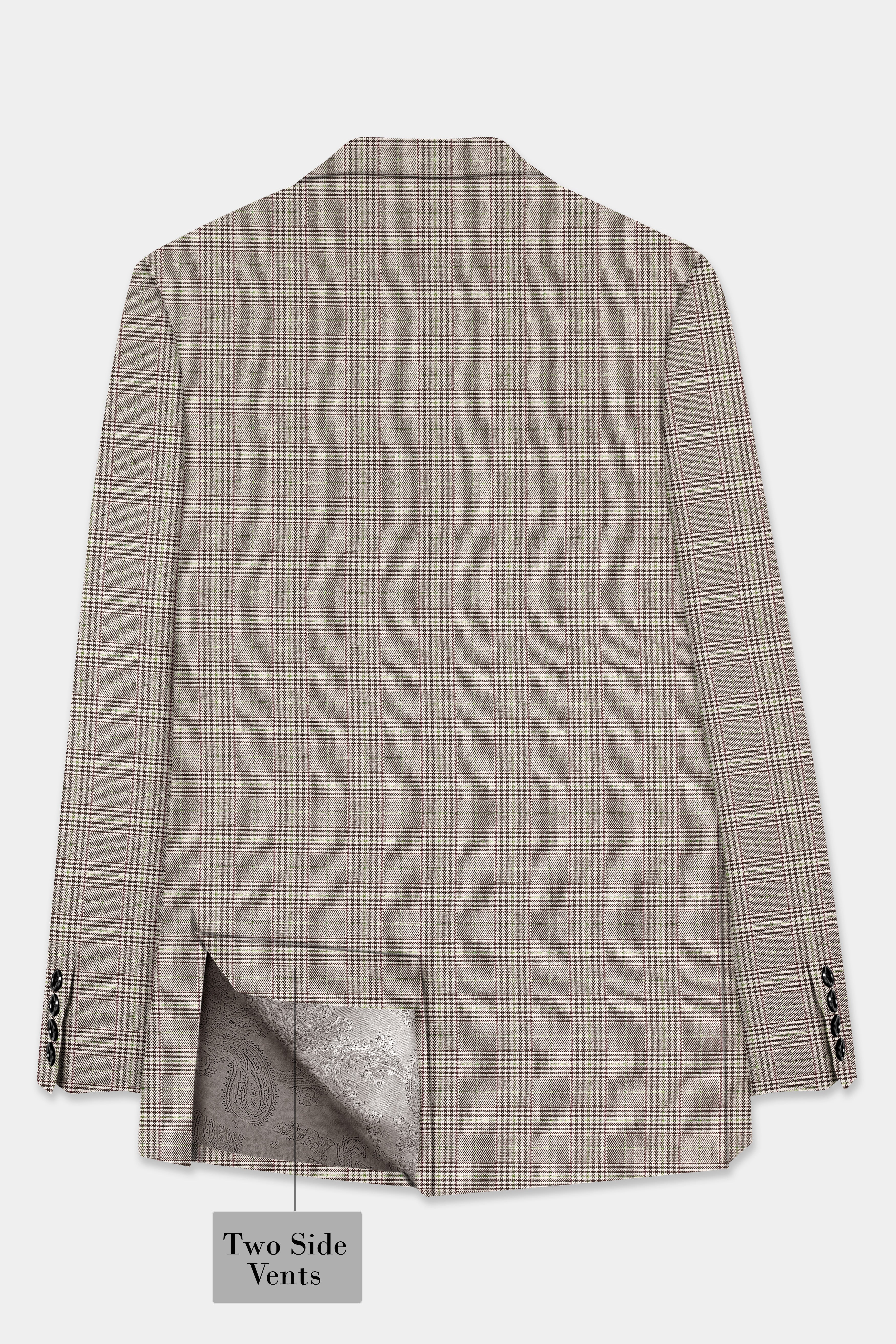 Café Noir Brown Plaid Wool Rich Single Breasted Suit