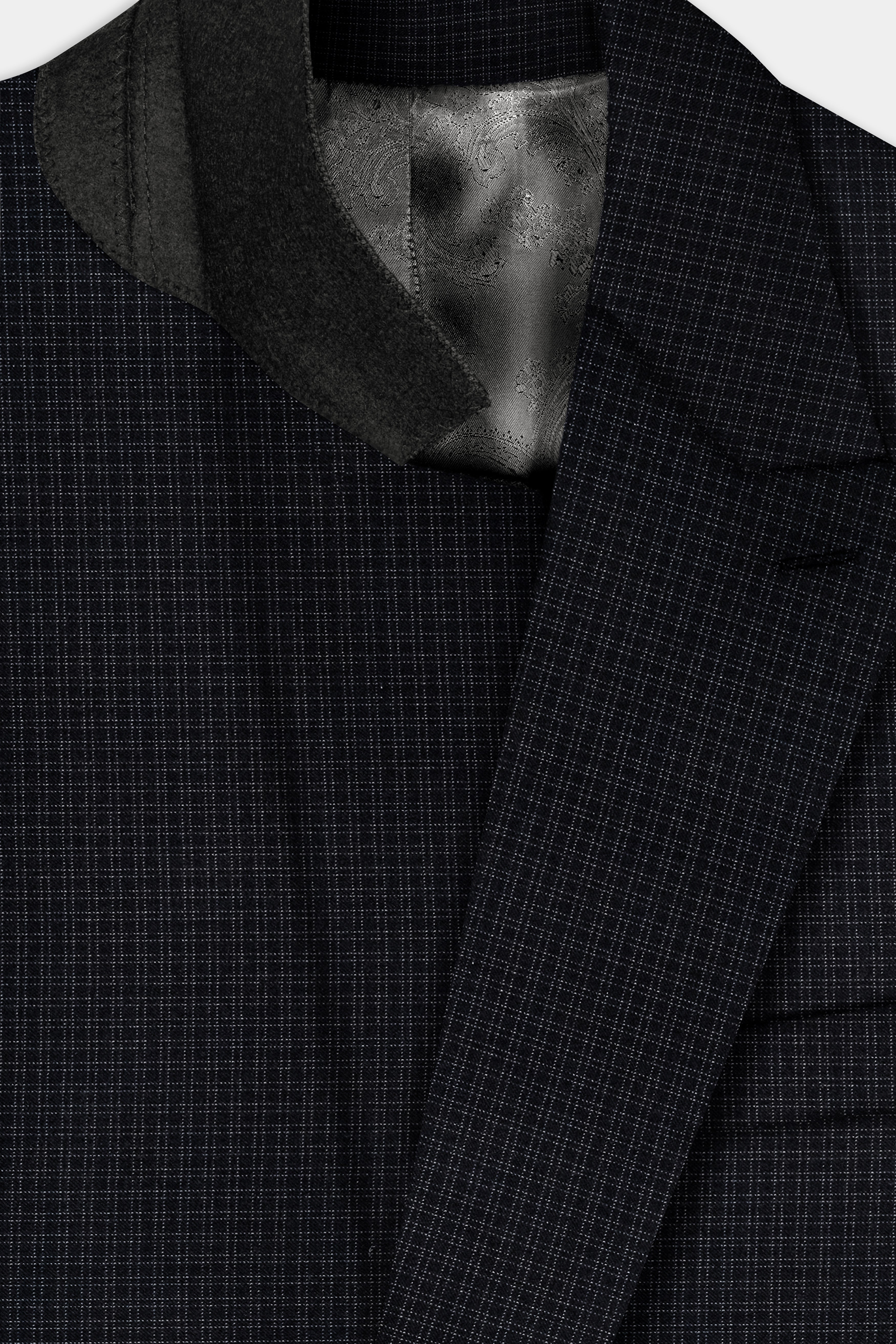 Bunker Black Micro Checked Wool Rich Double Breasted Suit