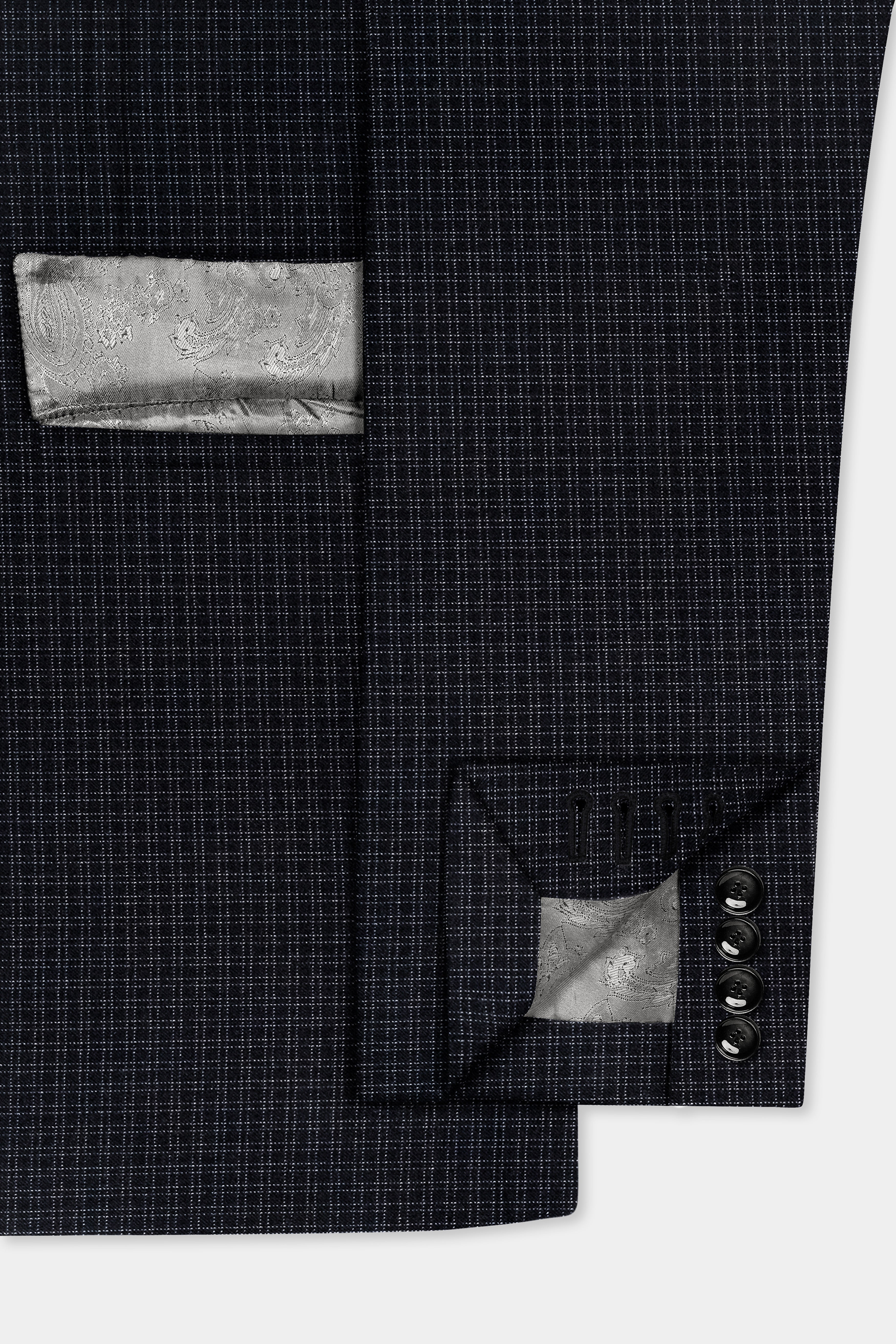 Bunker Black Micro Checked Wool Rich Double Breasted Suit