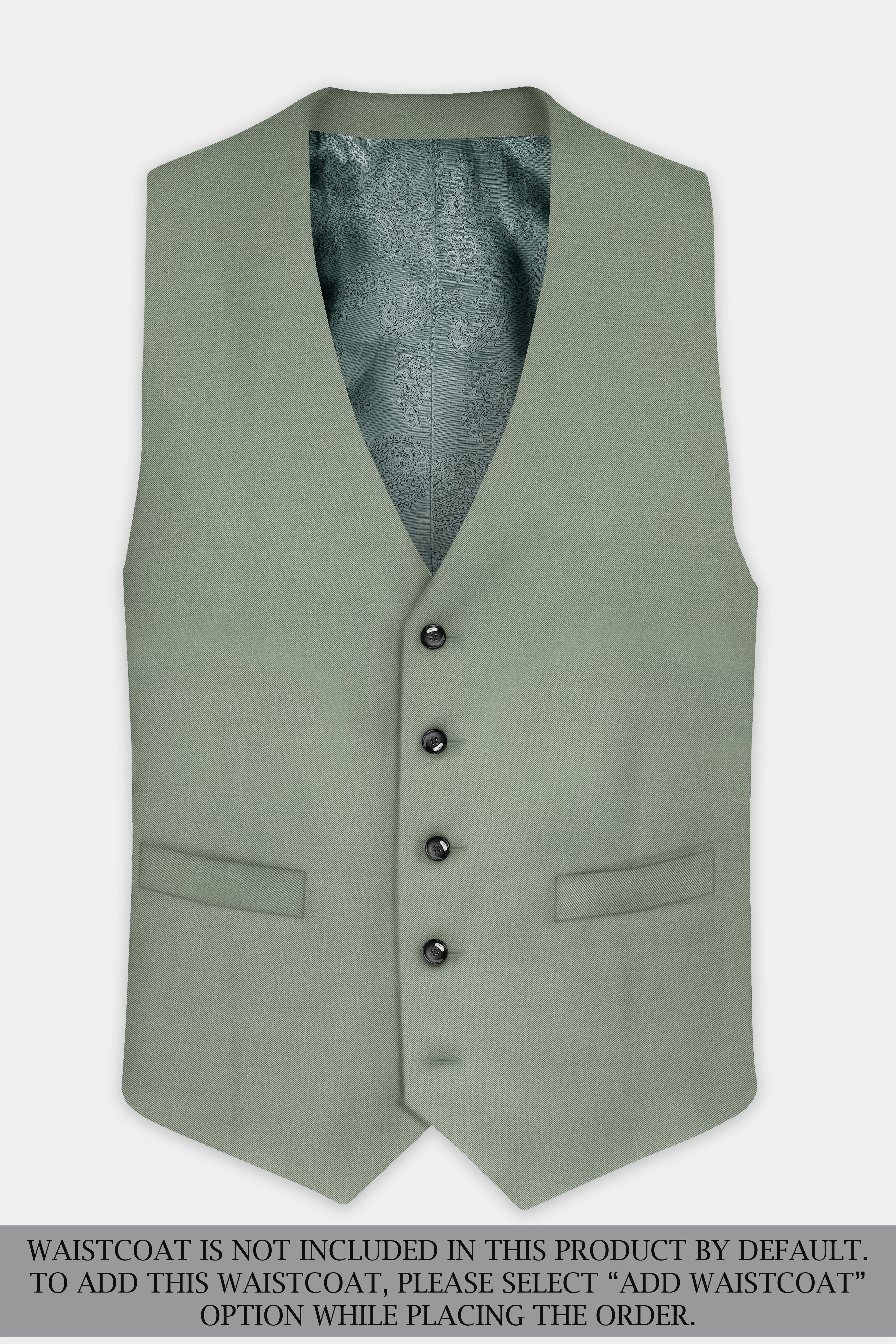 Spanish Green Solid Wool Rich Single Breasted Suit