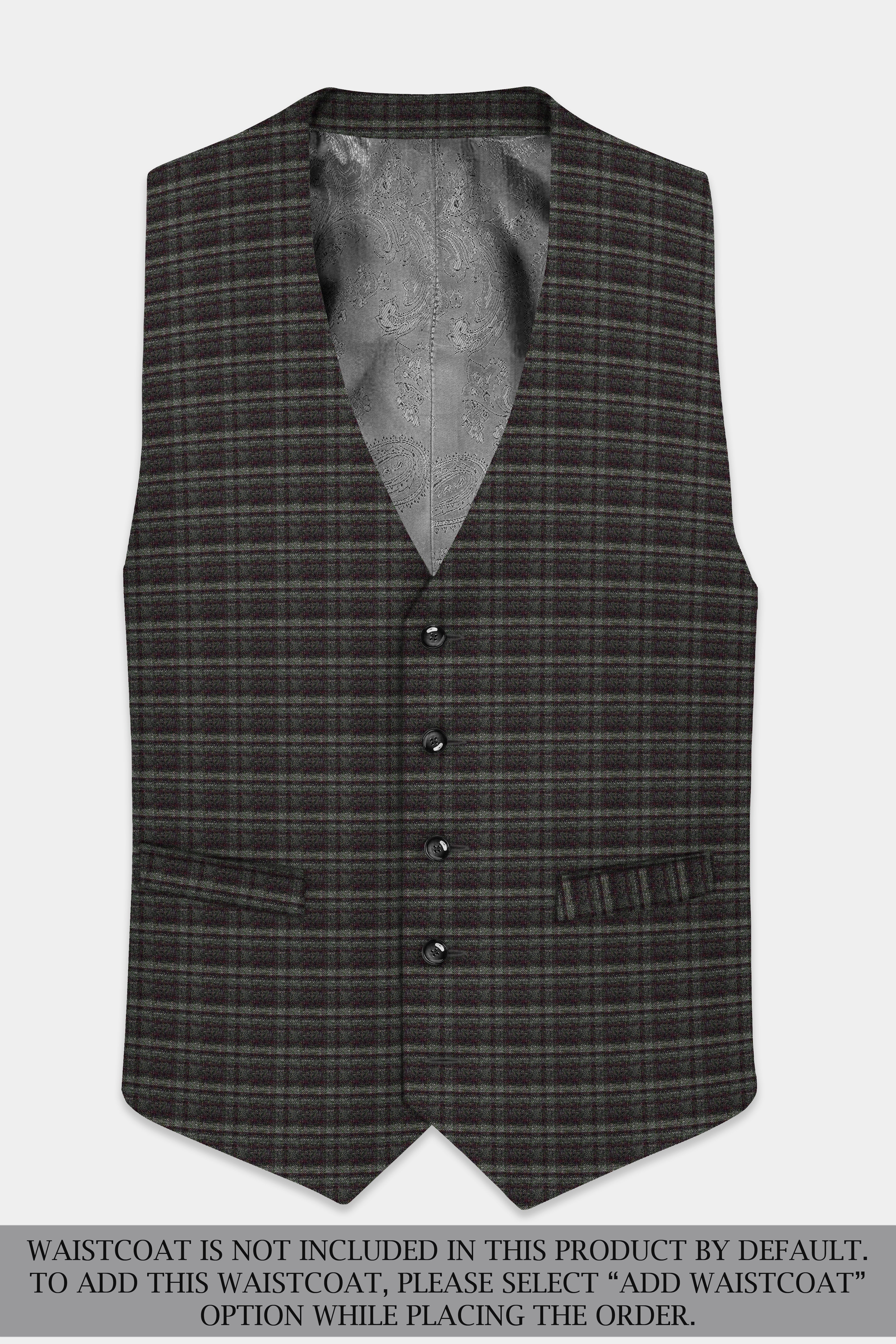 Zeus Gray And Lisbon Green Plaid Wool Rich Single Breasted Slim Lapel Suit