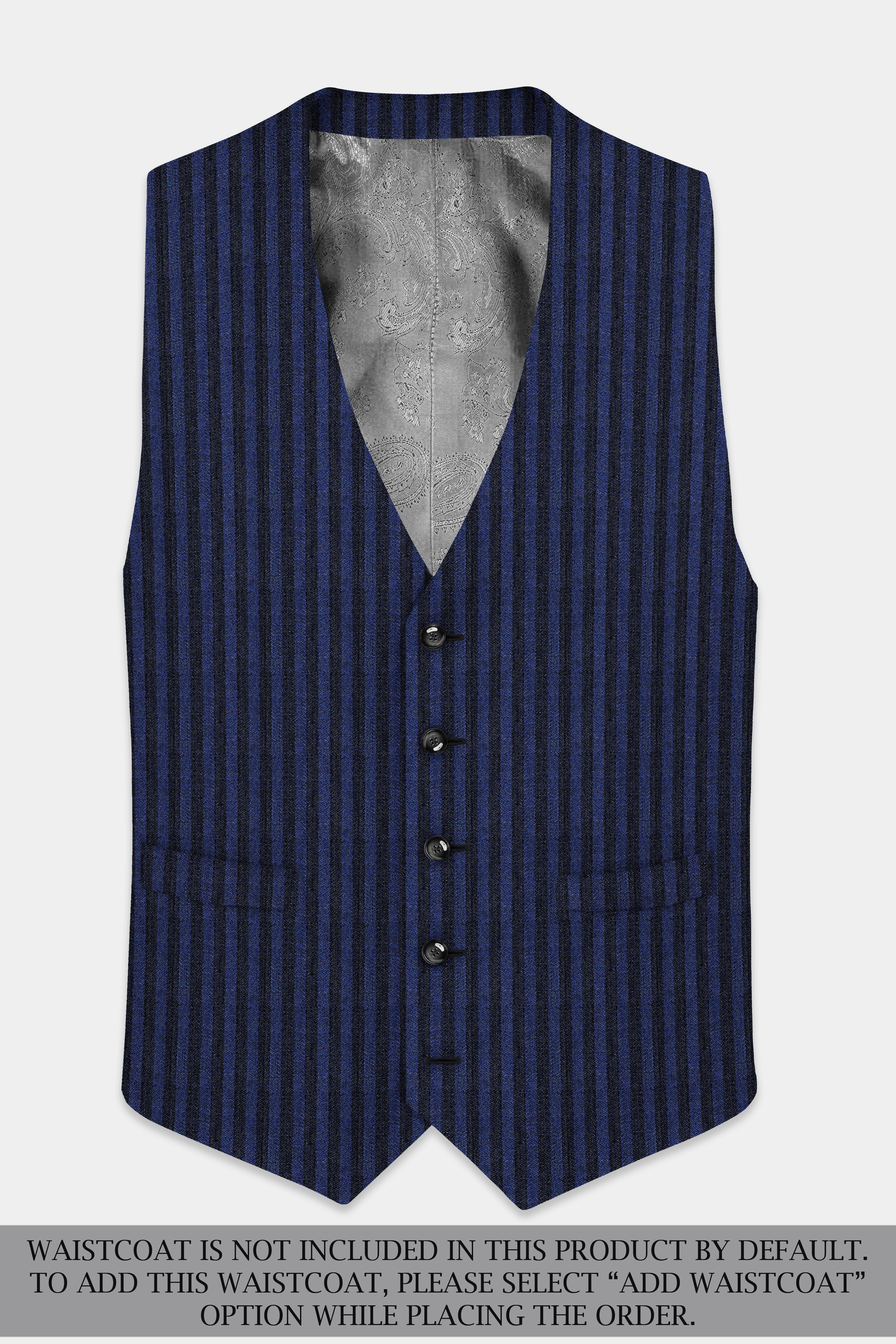 Biscay Blue And Jade Black Striped Wool Rich Single Breasted Suit