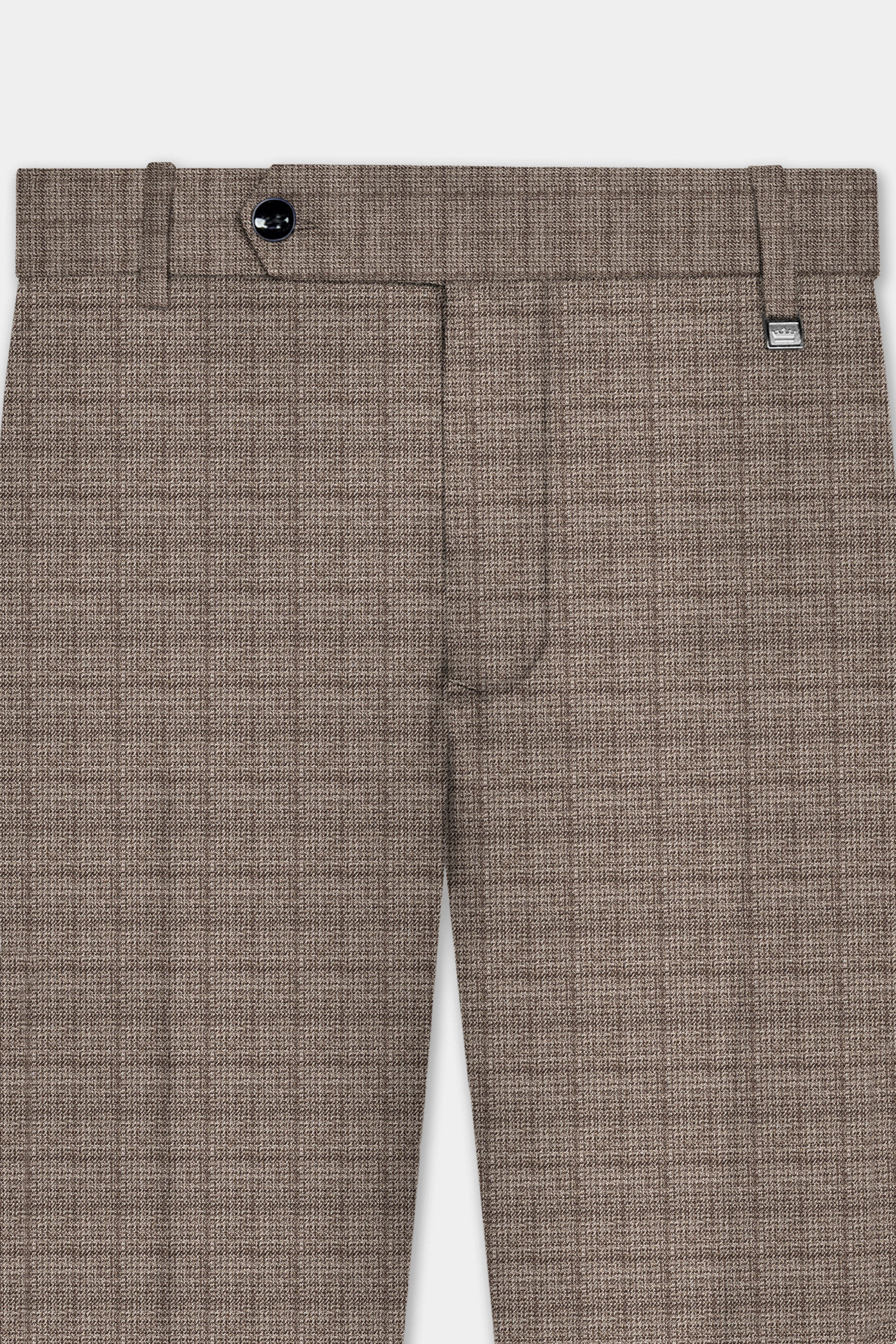 Flint Brown Plaid Wool Rich Double Breasted Suit