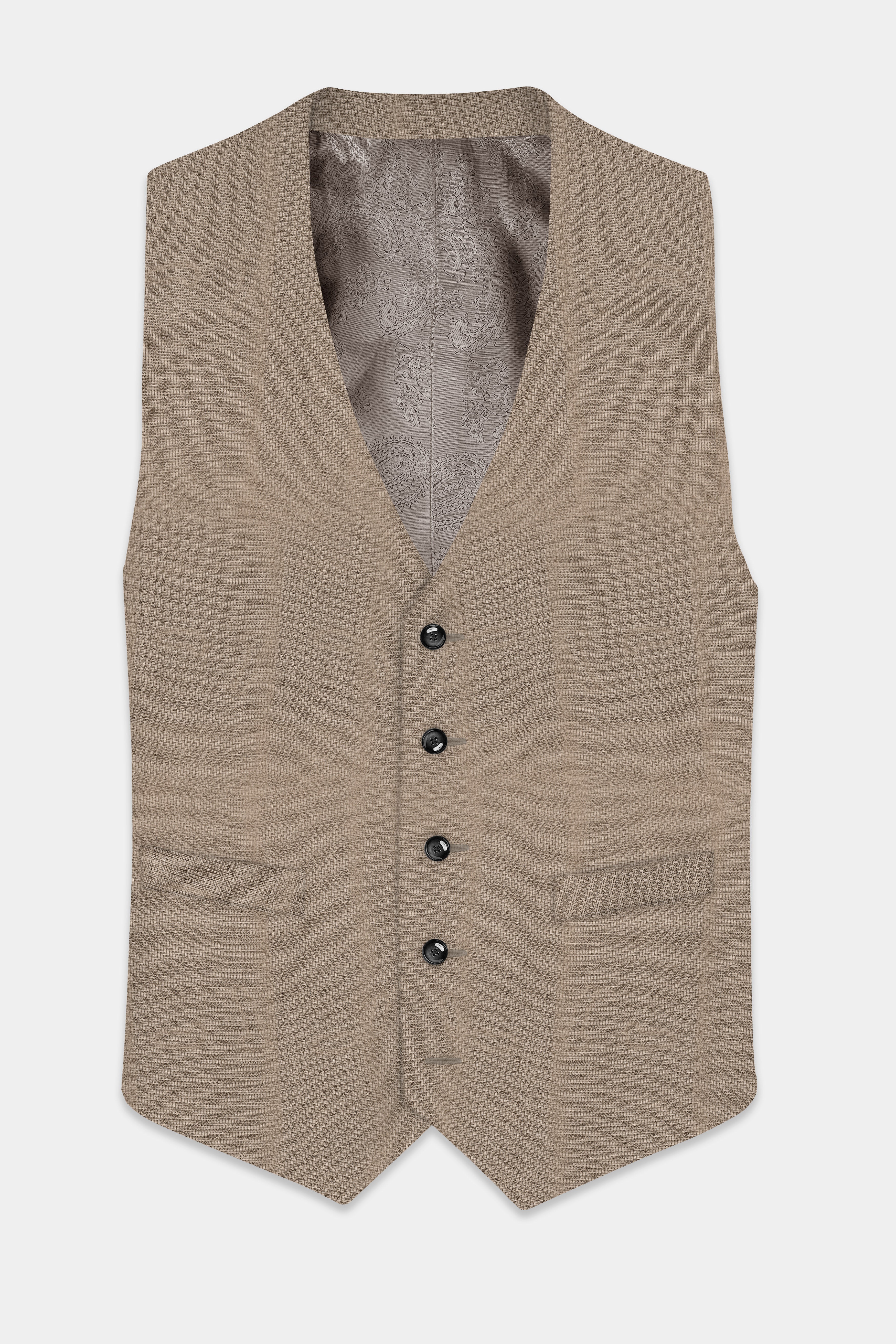 Cinereous Brown Textured Wool Rich Single Breasted Suit