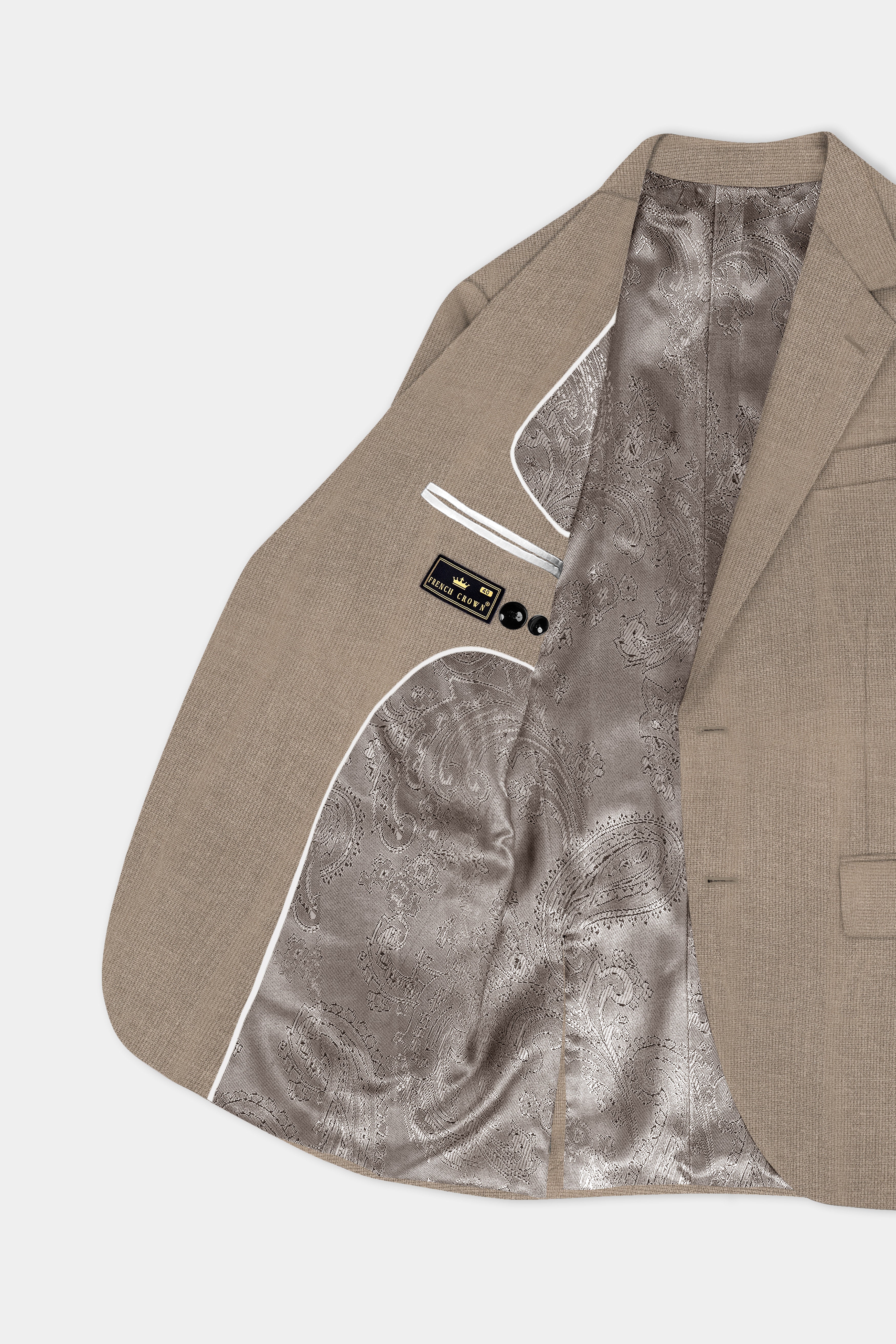 Cinereous Brown Textured Wool Rich Single Breasted Suit