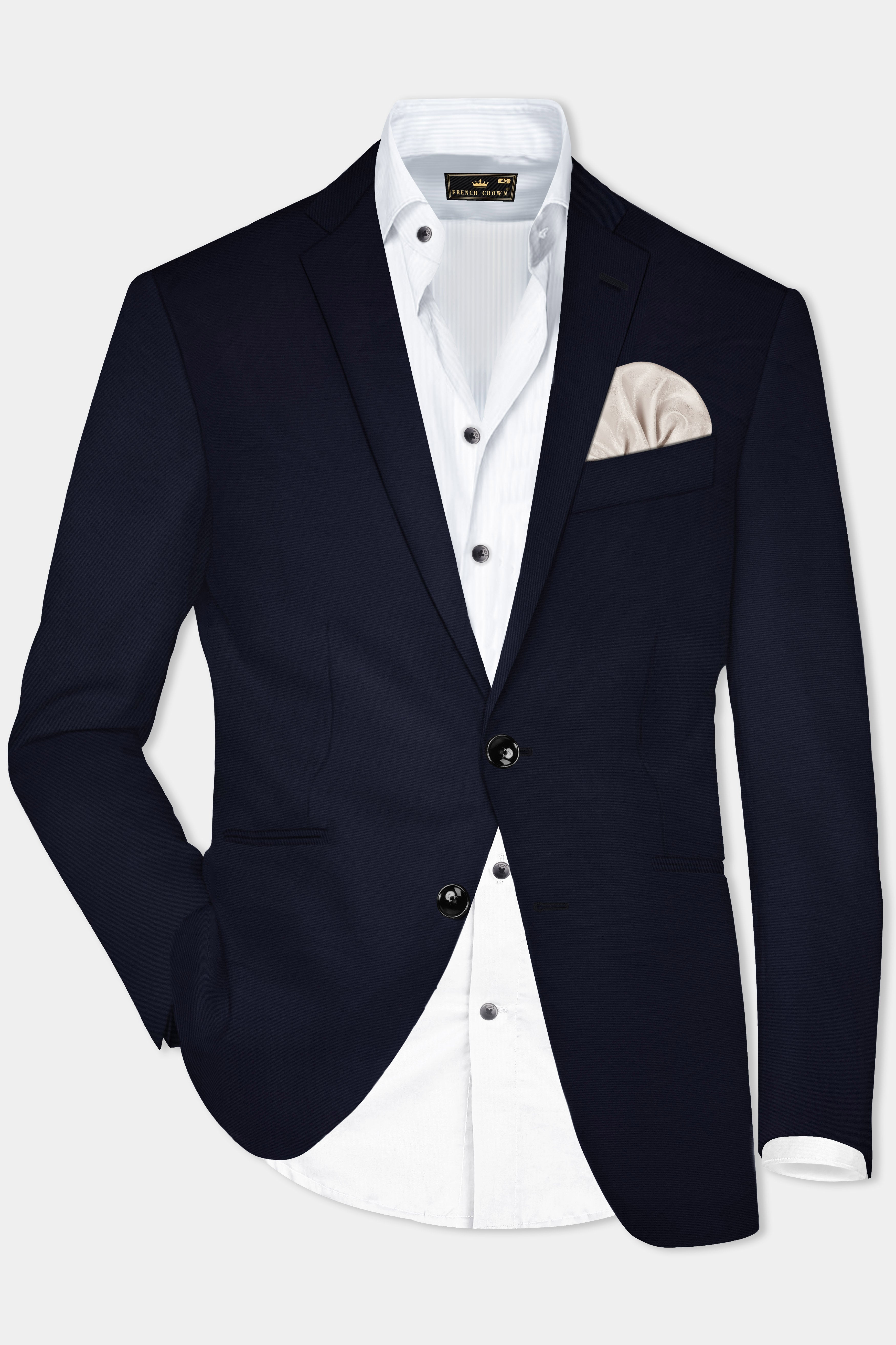 Pumice Blue Solid Wool Rich Single Breasted Slim Lapel Suit