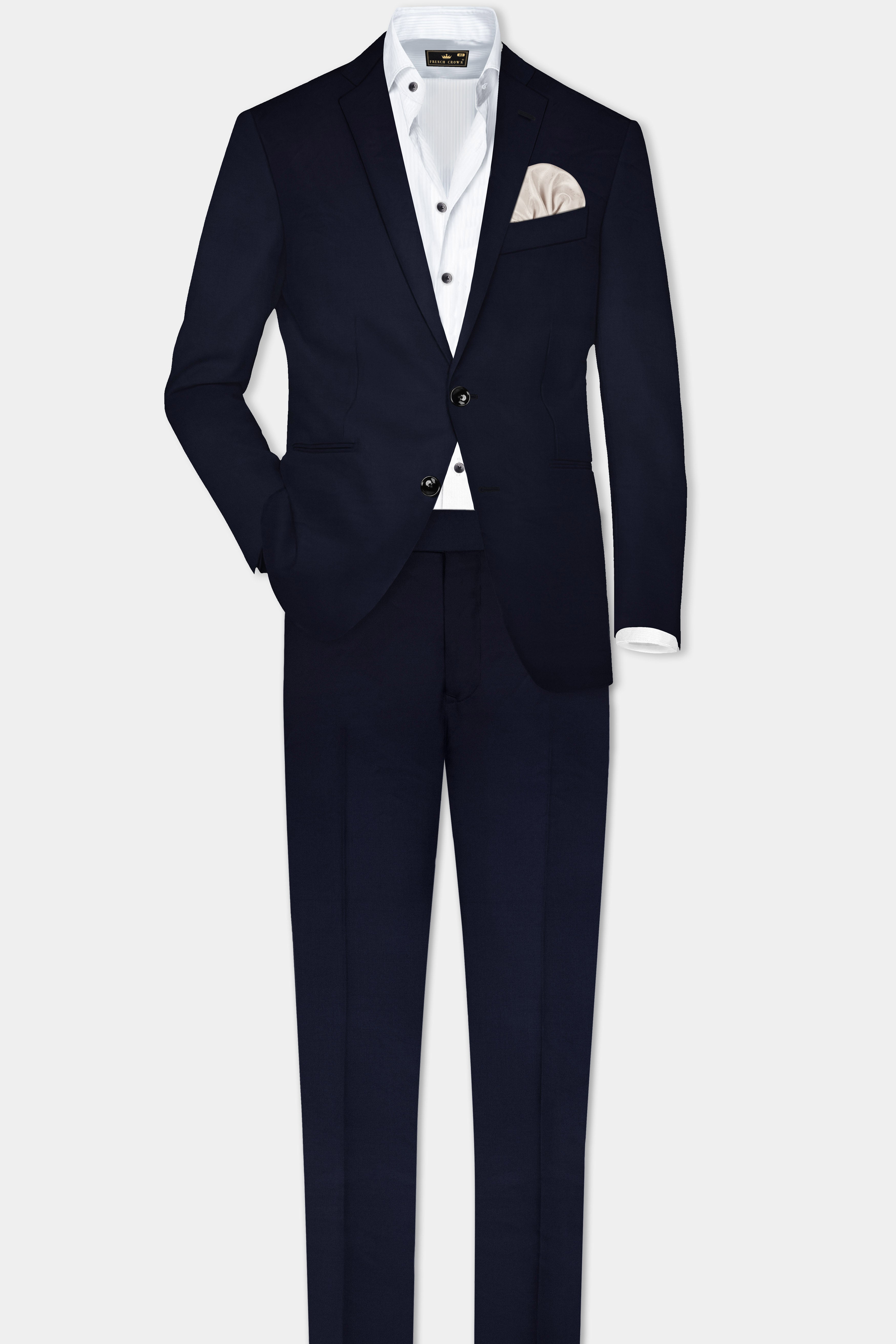 Pumice Blue Solid Wool Rich Single Breasted Slim Lapel Suit