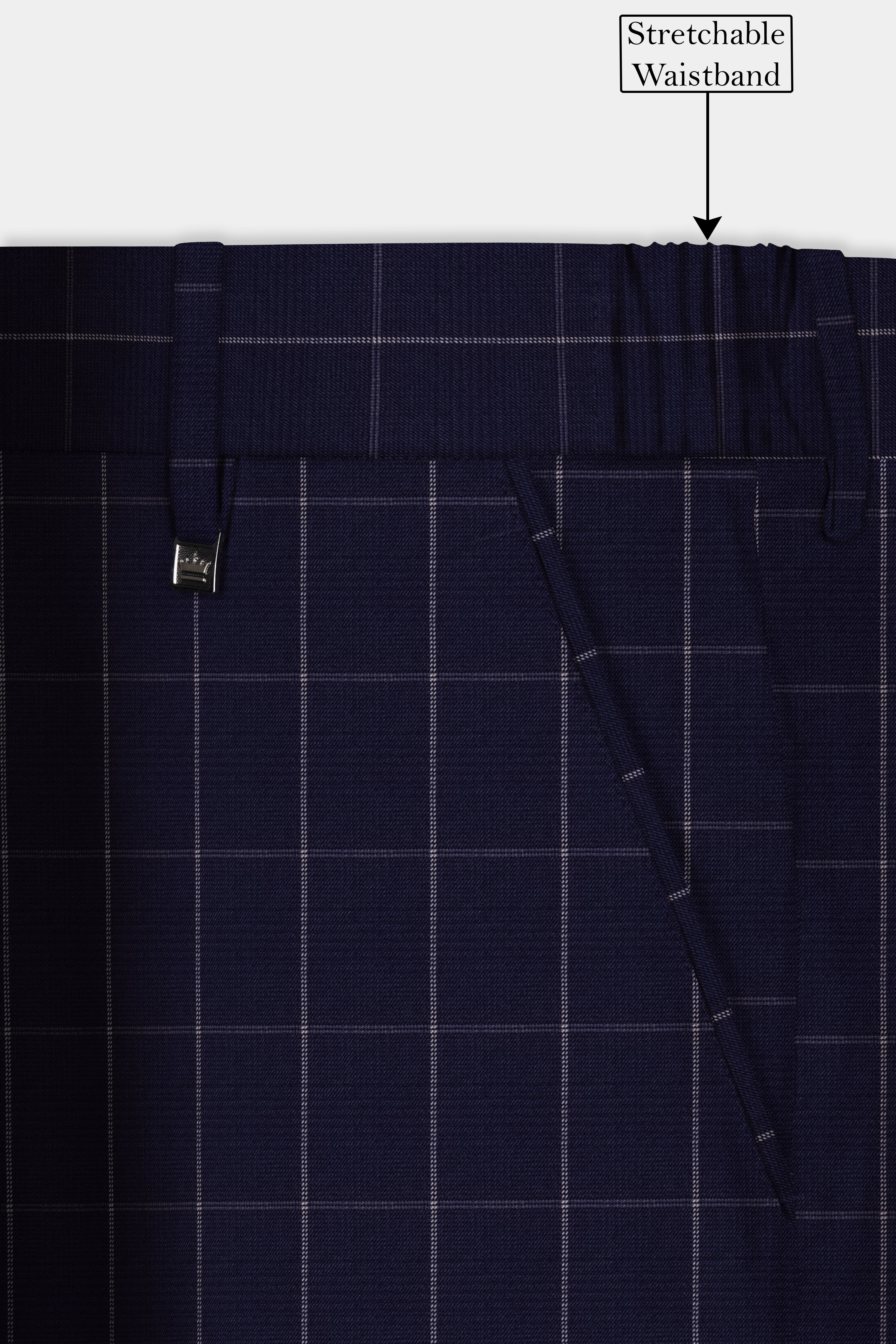 Admiral Blue Windowpane Wool Rich Single Breasted Suit