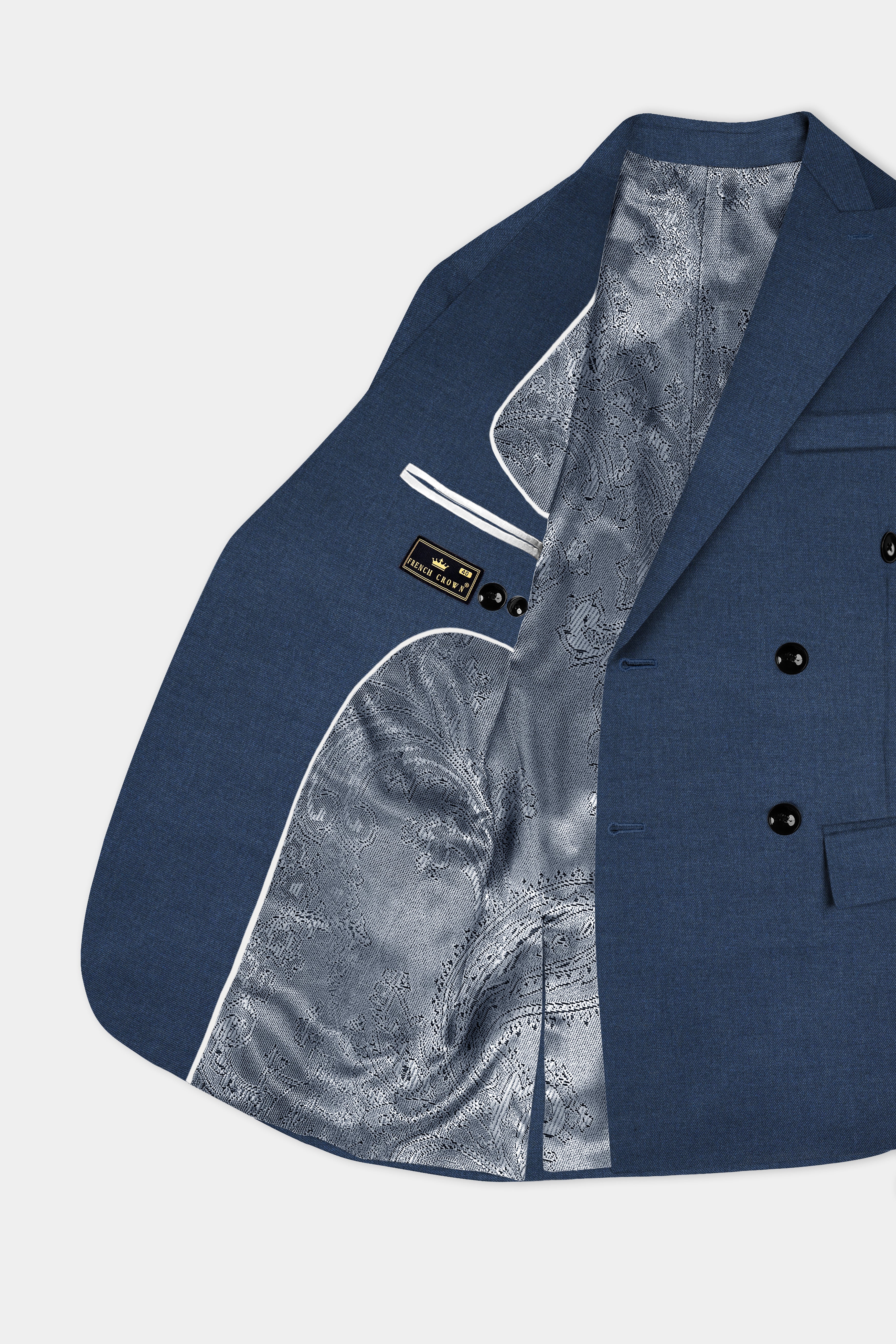 Nevada Blue Solid Tweed Double Breasted Suit