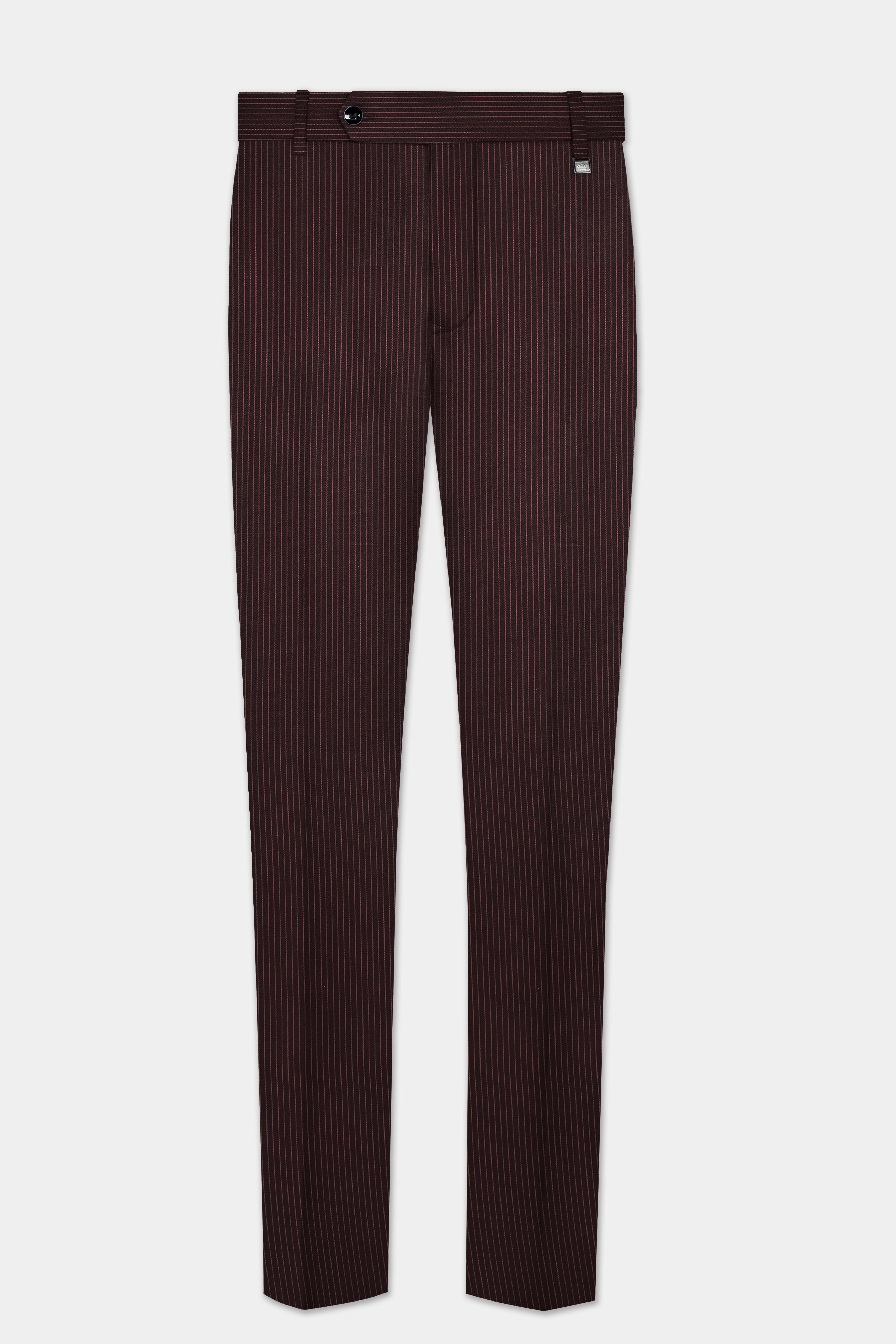 English Walnut Red Striped Wool Rich Double Breasted Suit