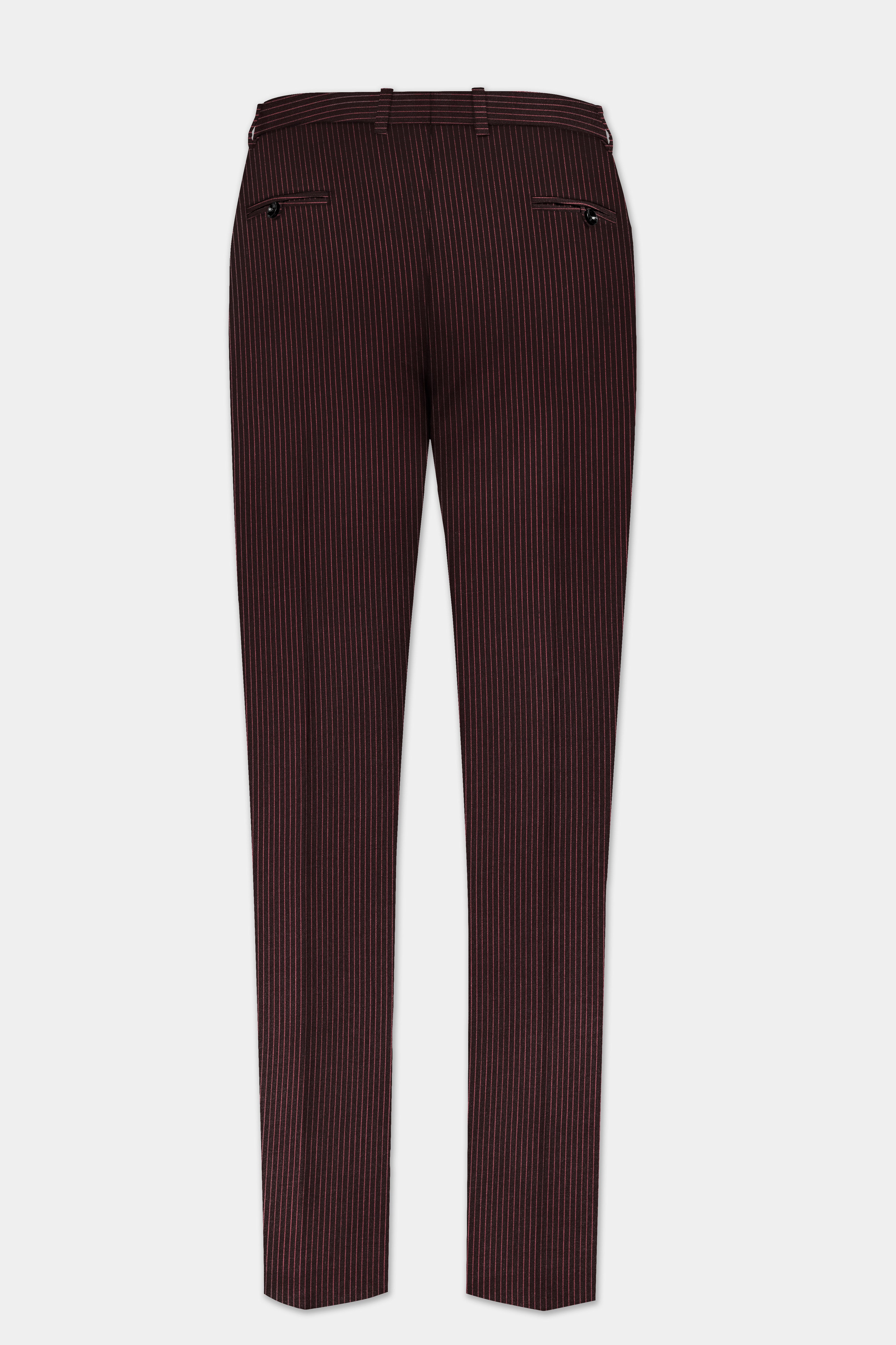 English Walnut Red Striped Wool Rich Double Breasted Suit