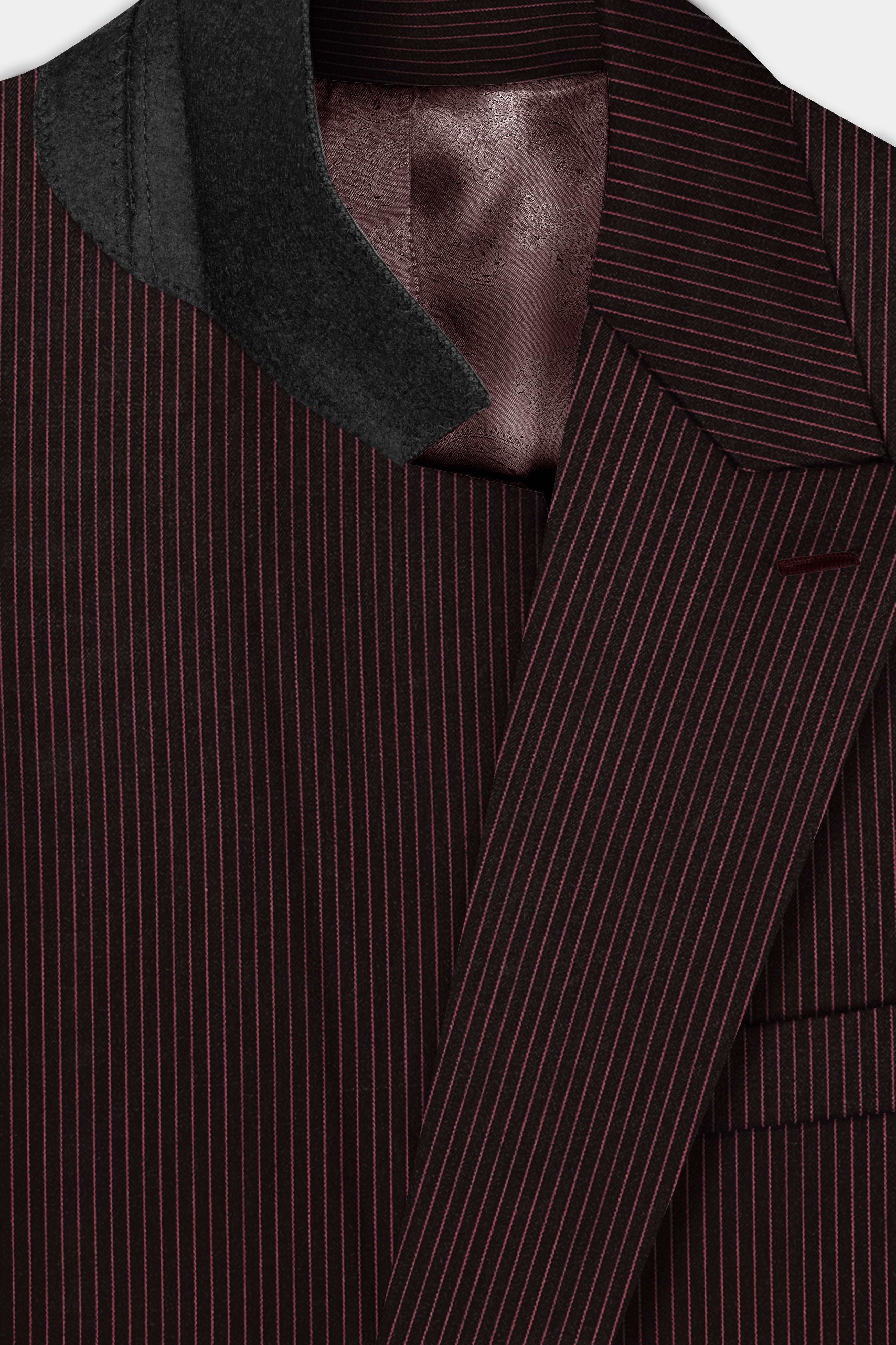 English Walnut Red Striped Wool Rich Double Breasted Suit