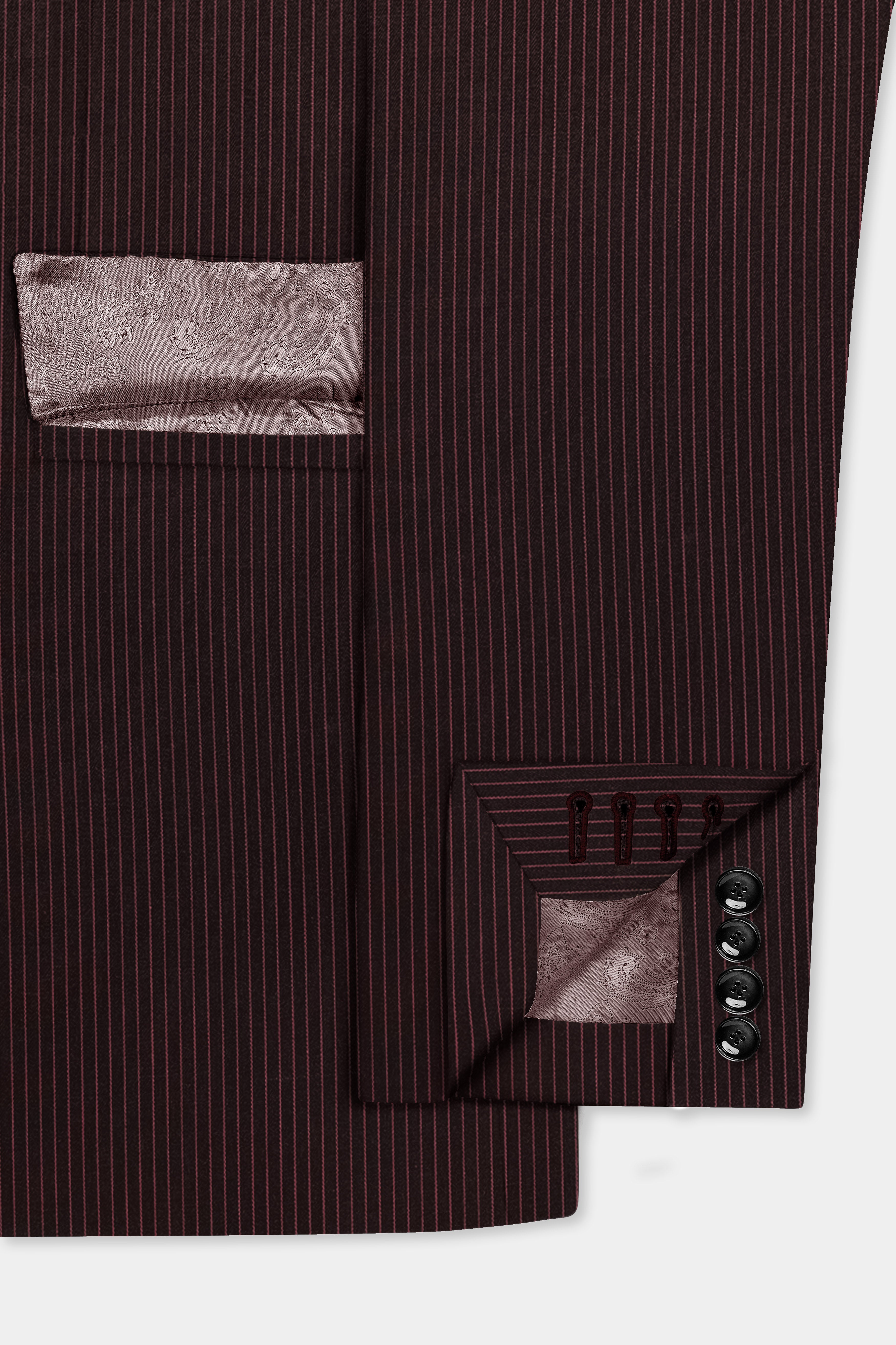 English Walnut Red Striped Wool Rich Double Breasted Suit