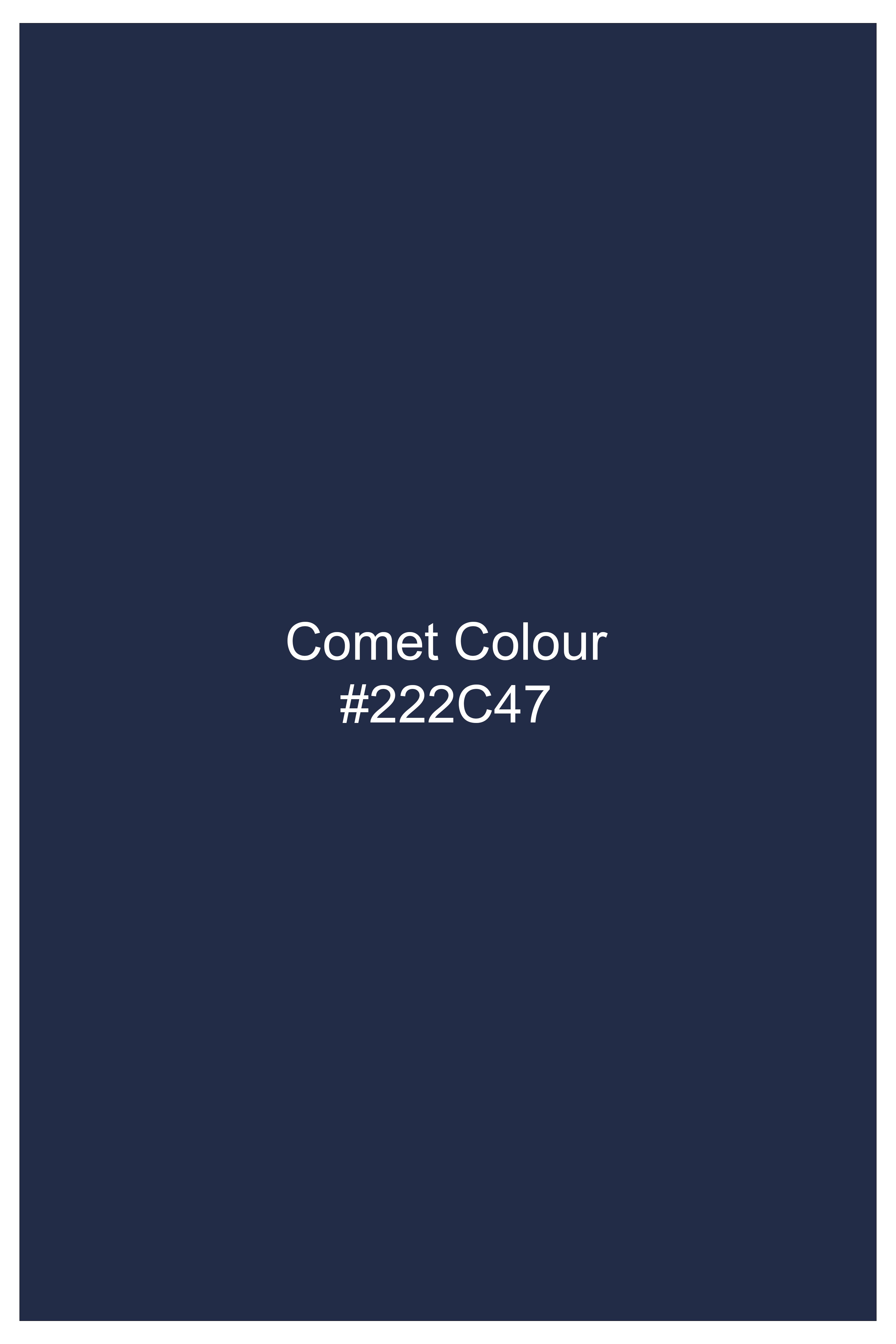 Comet Blue Solid Wool Rich Cross Placket Bandhgala Suit