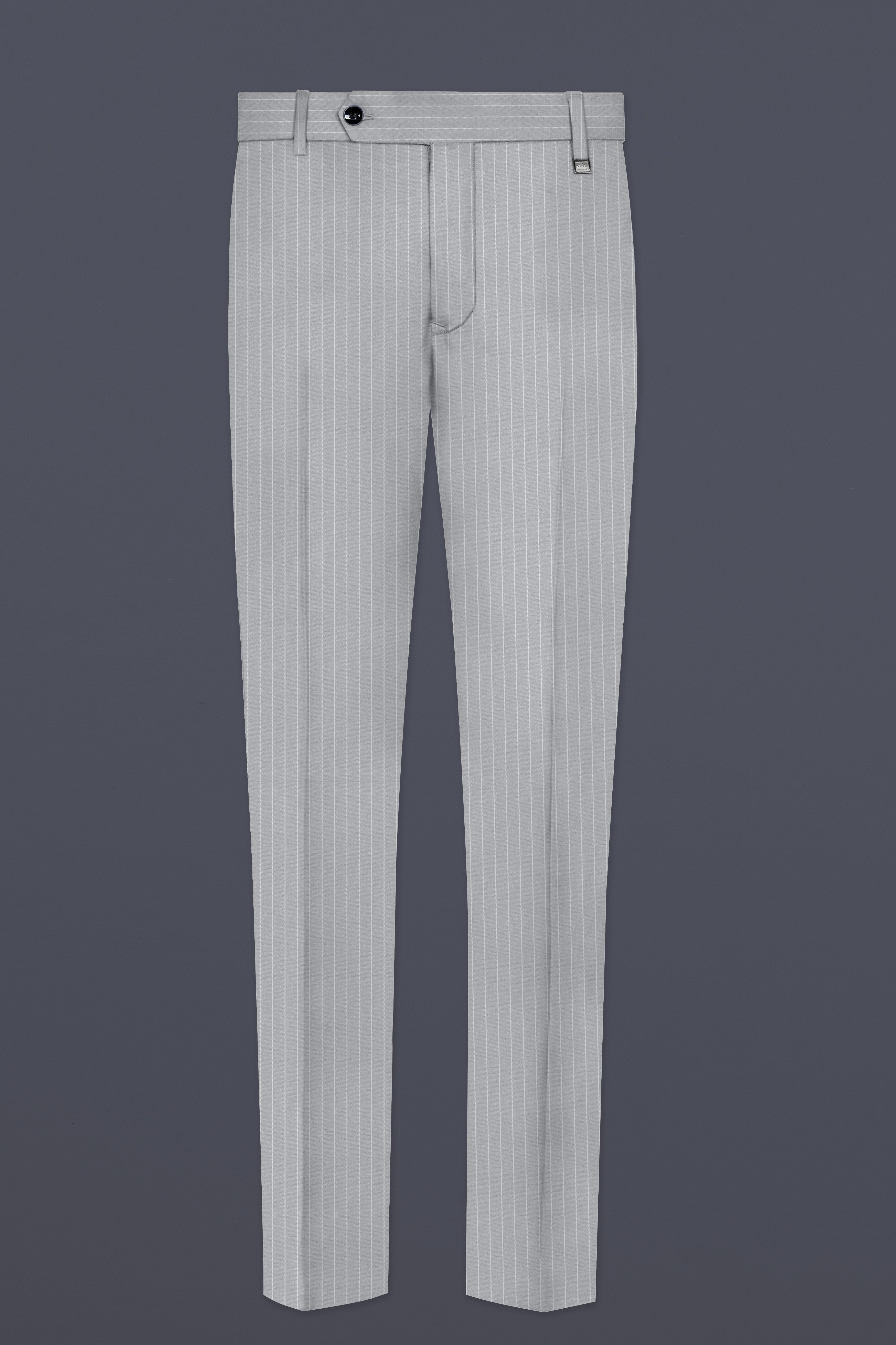 Mercury Gray Stripes Wool Rich Bandhgala Suit