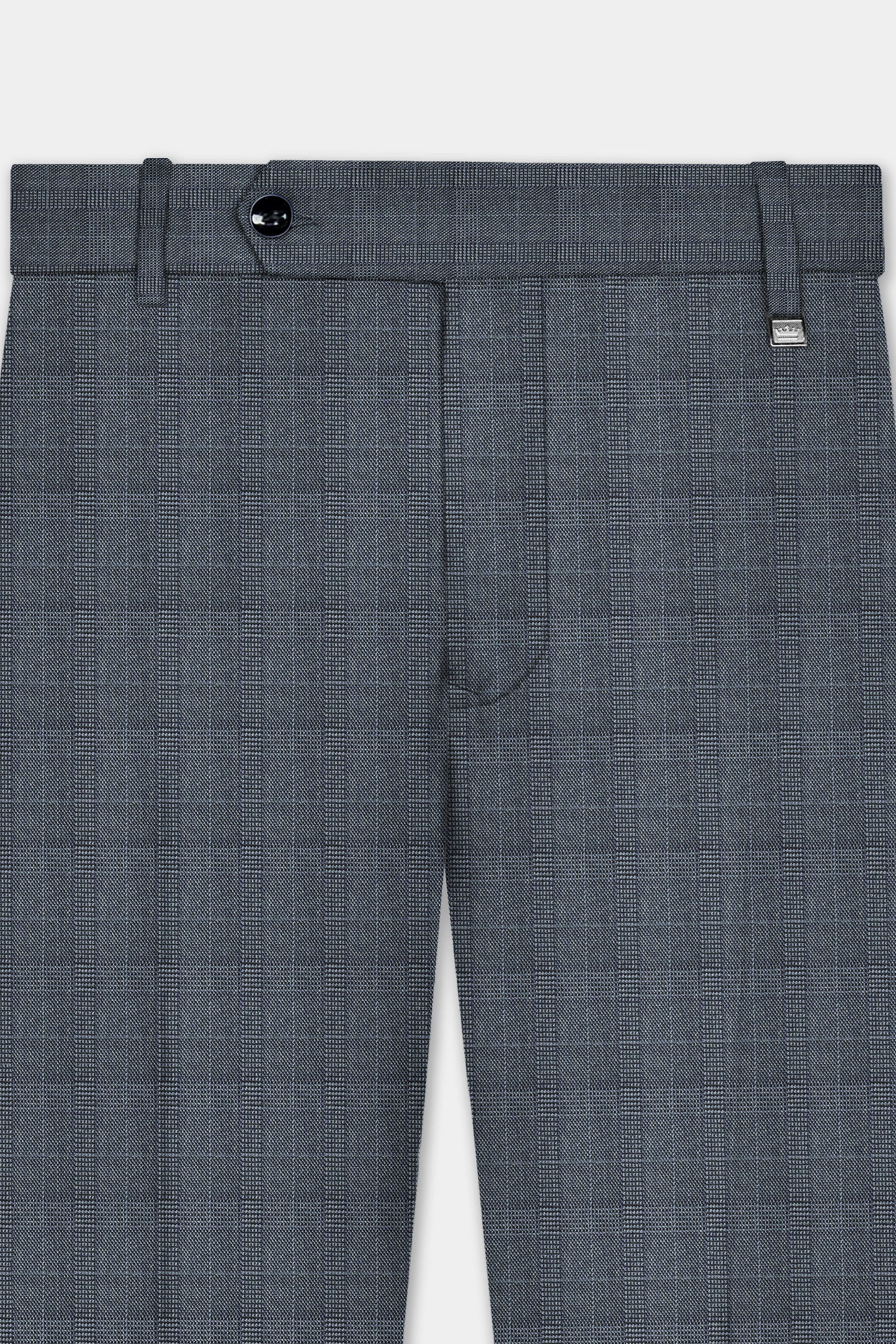 Trout Gray Windowpane Wool Rich Bandhgala Suit