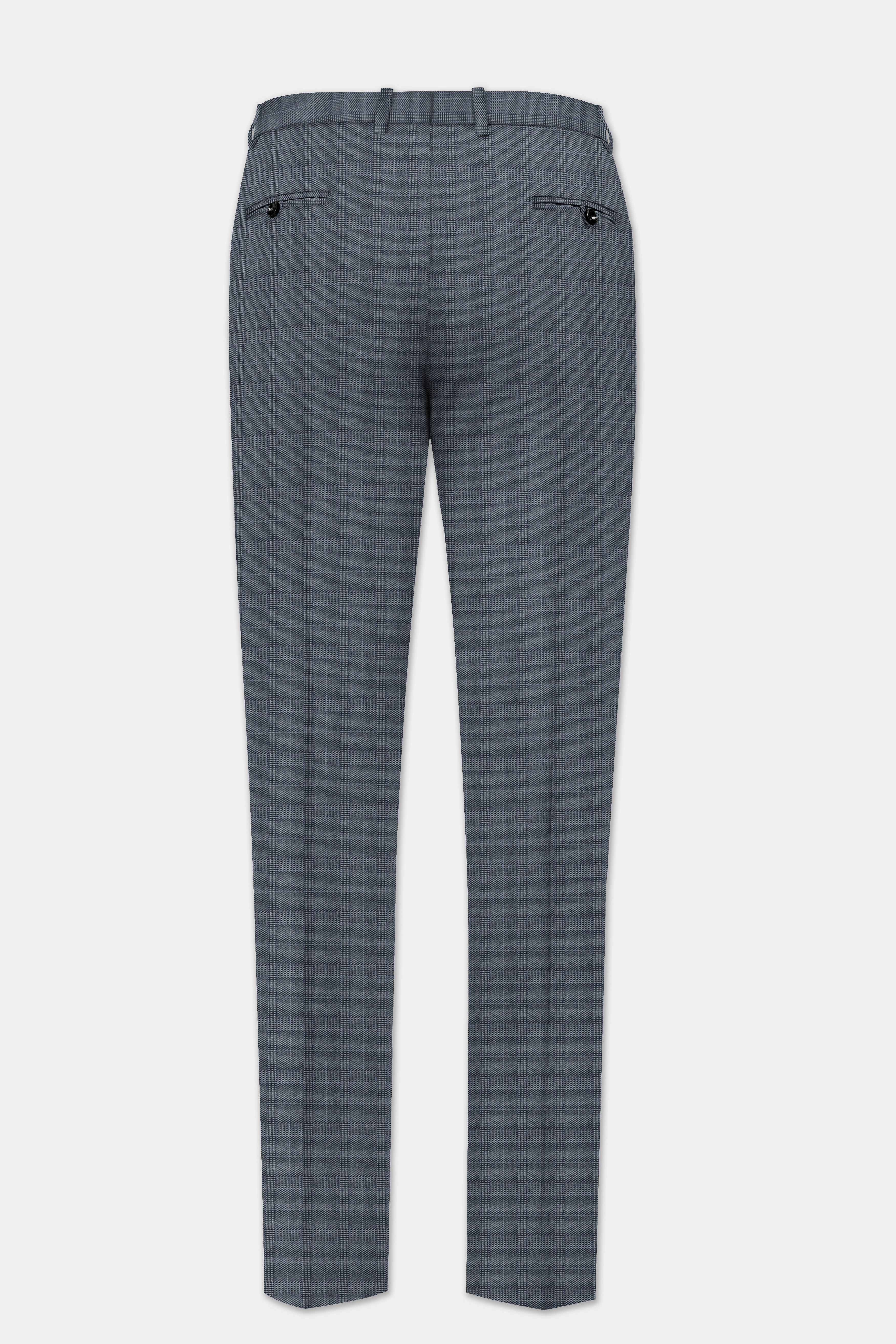 Trout Gray Windowpane Wool Rich Bandhgala Suit