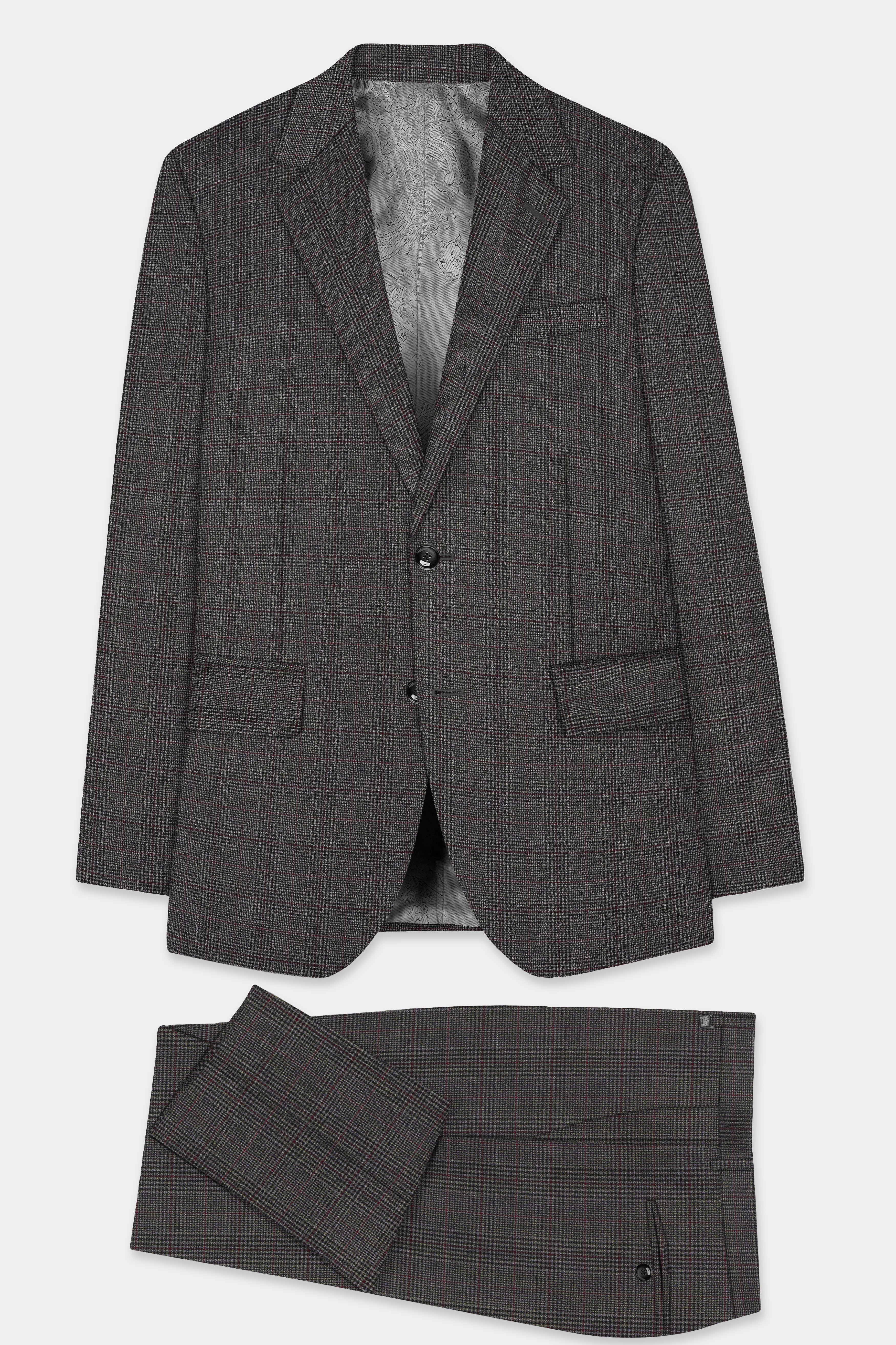 Iridium Gray Plaid Wool Rich Single Breasted Suit