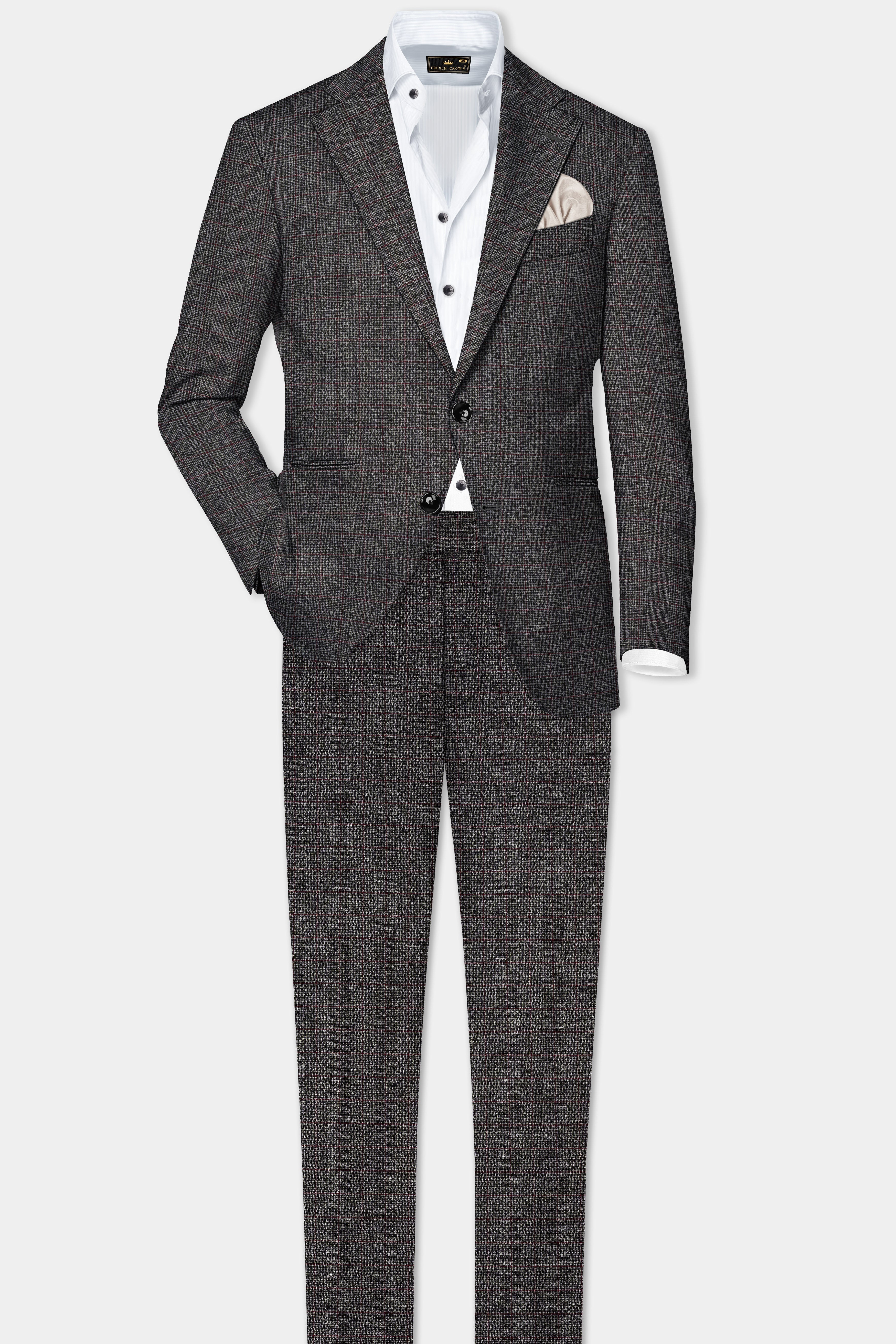 Iridium Gray Plaid Wool Rich Single Breasted Suit