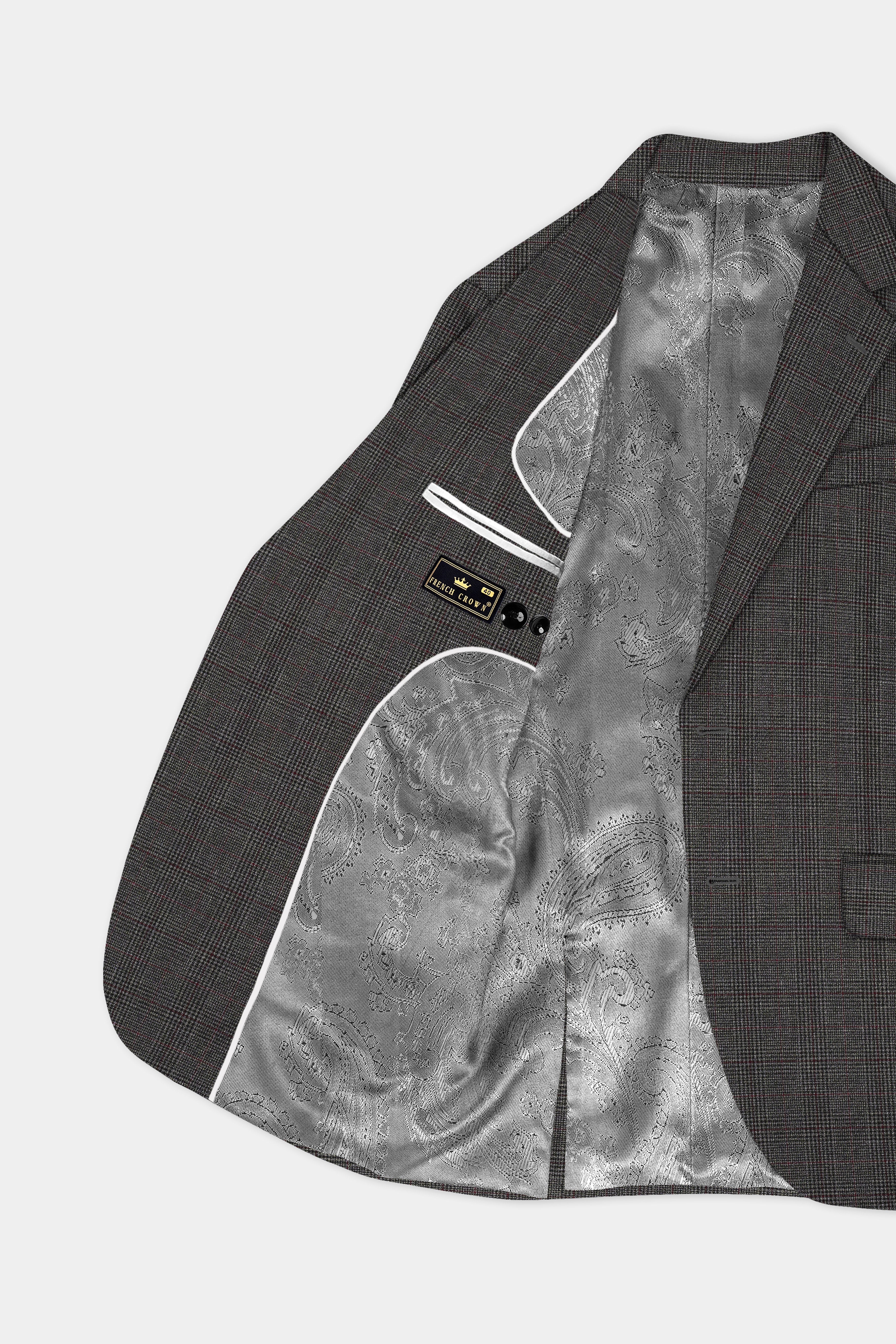 Iridium Gray Plaid Wool Rich Single Breasted Suit