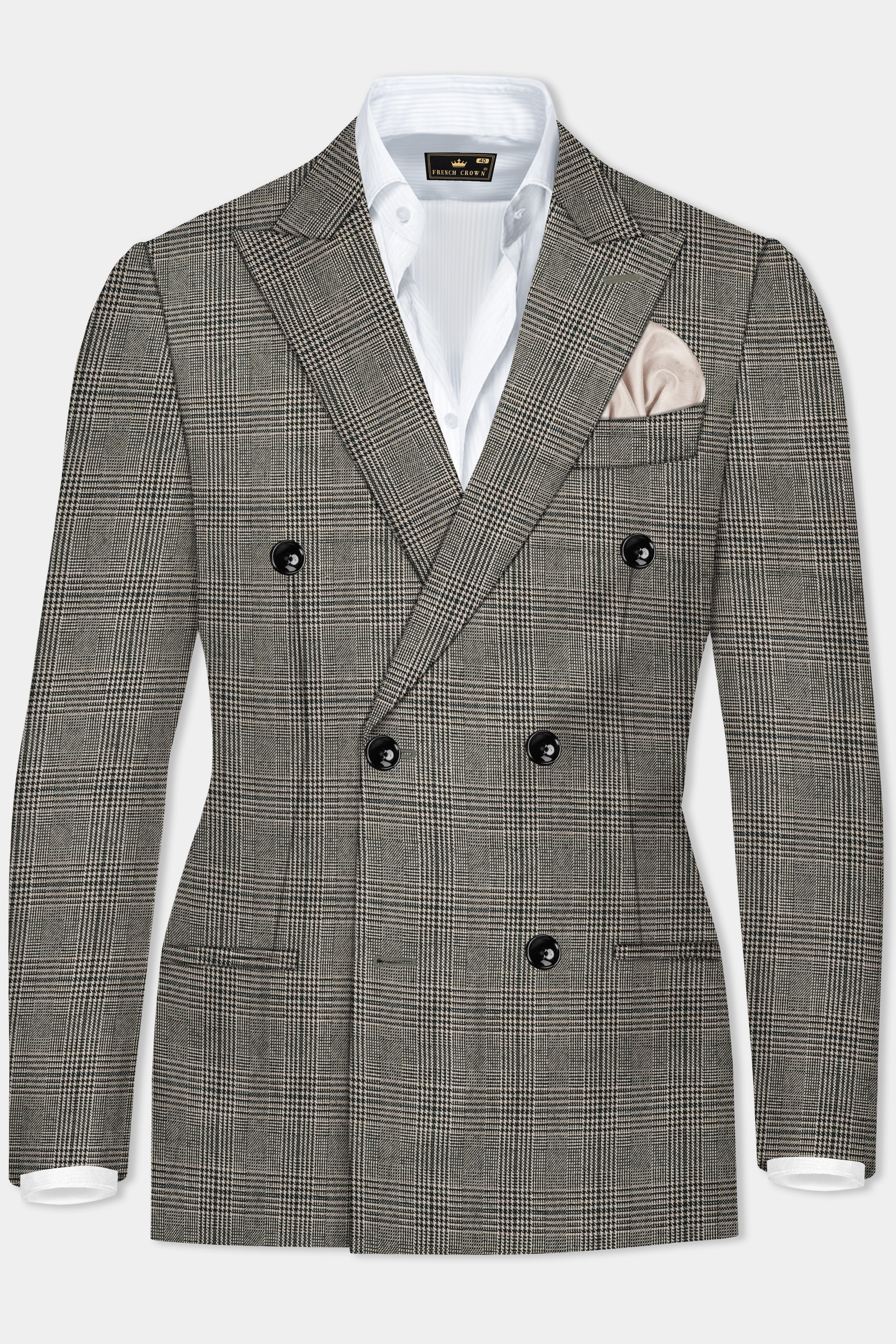 Spicy Brown Plaid Tweed Double Breasted Suit